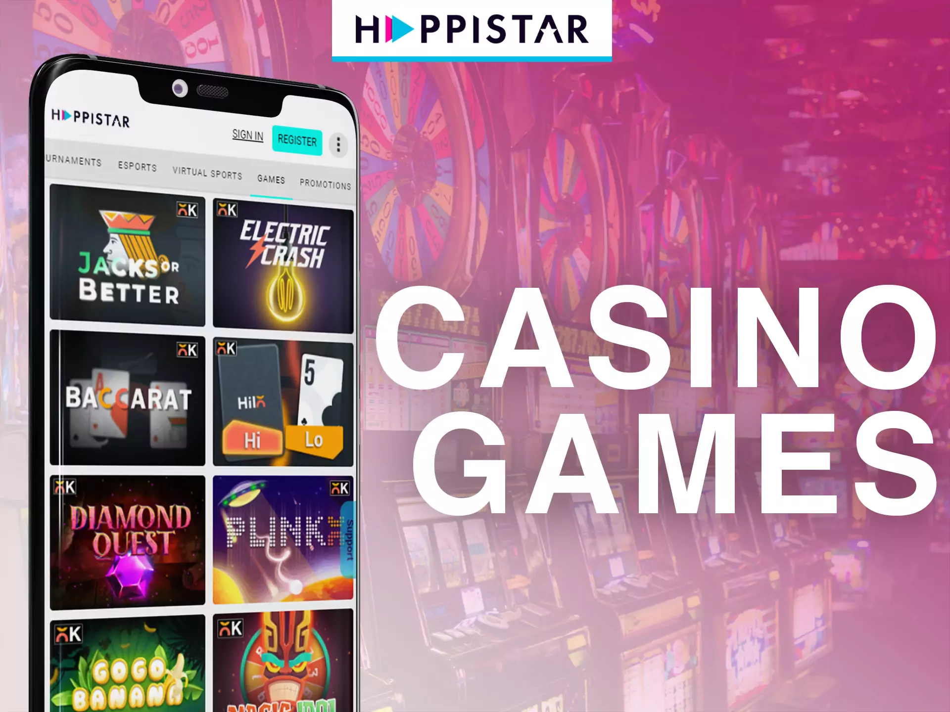 On Happistar, you find many slots and live games with dealers.