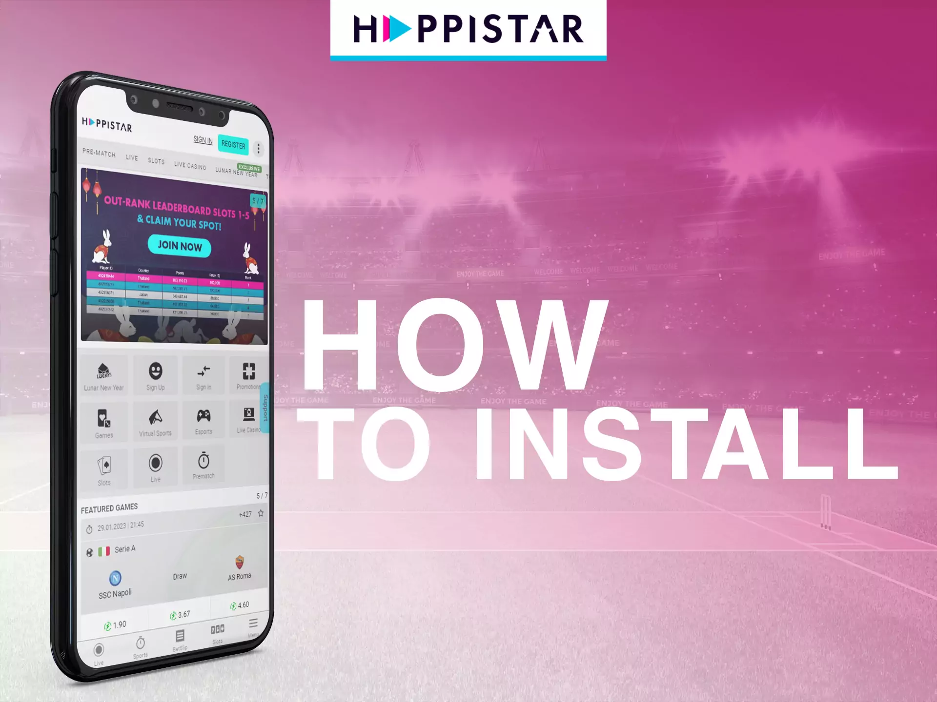 There is no need to install Happistar on your device since there is only a website version is available.