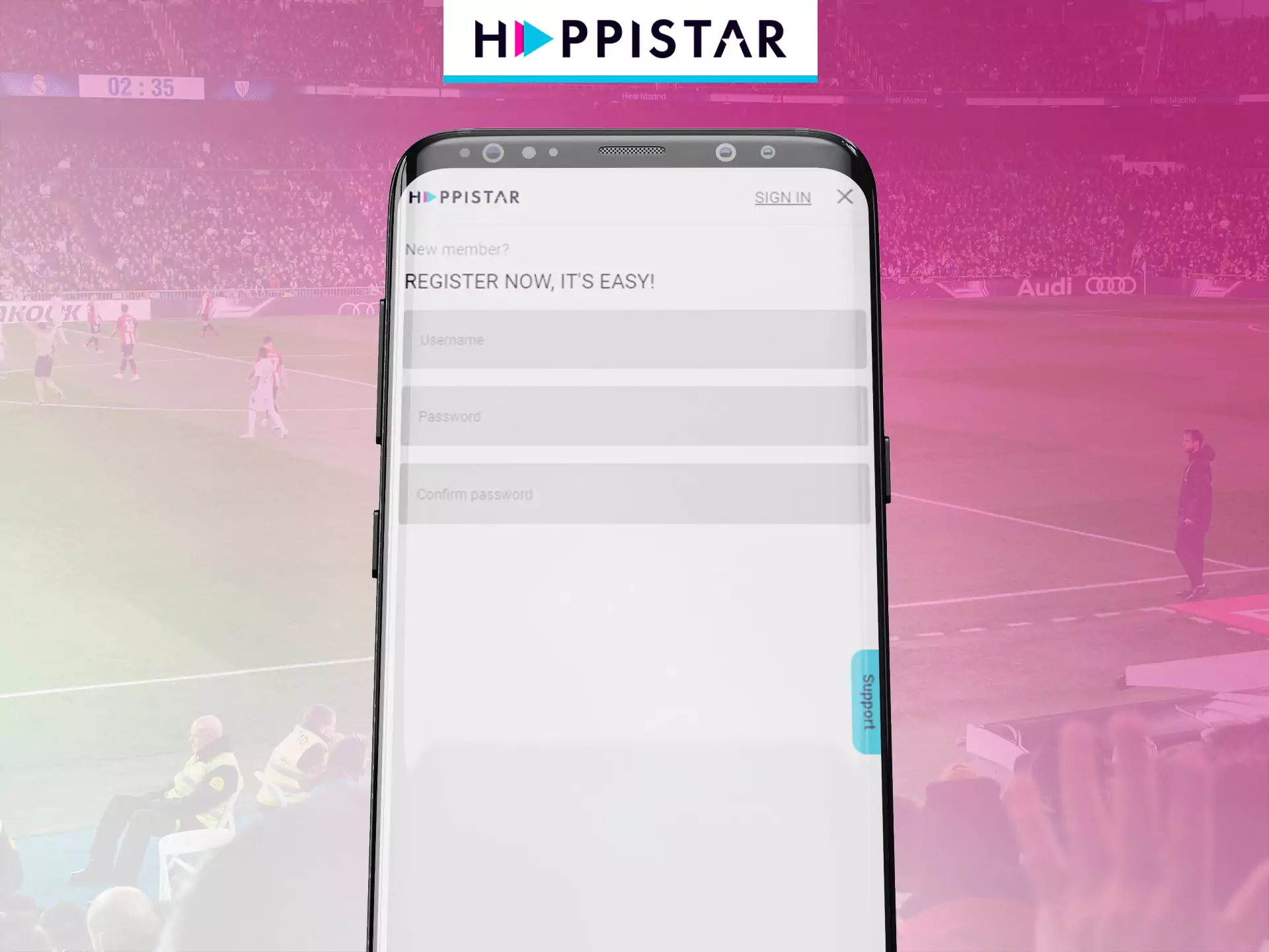 Create an account on Happistar to be able to place bets.