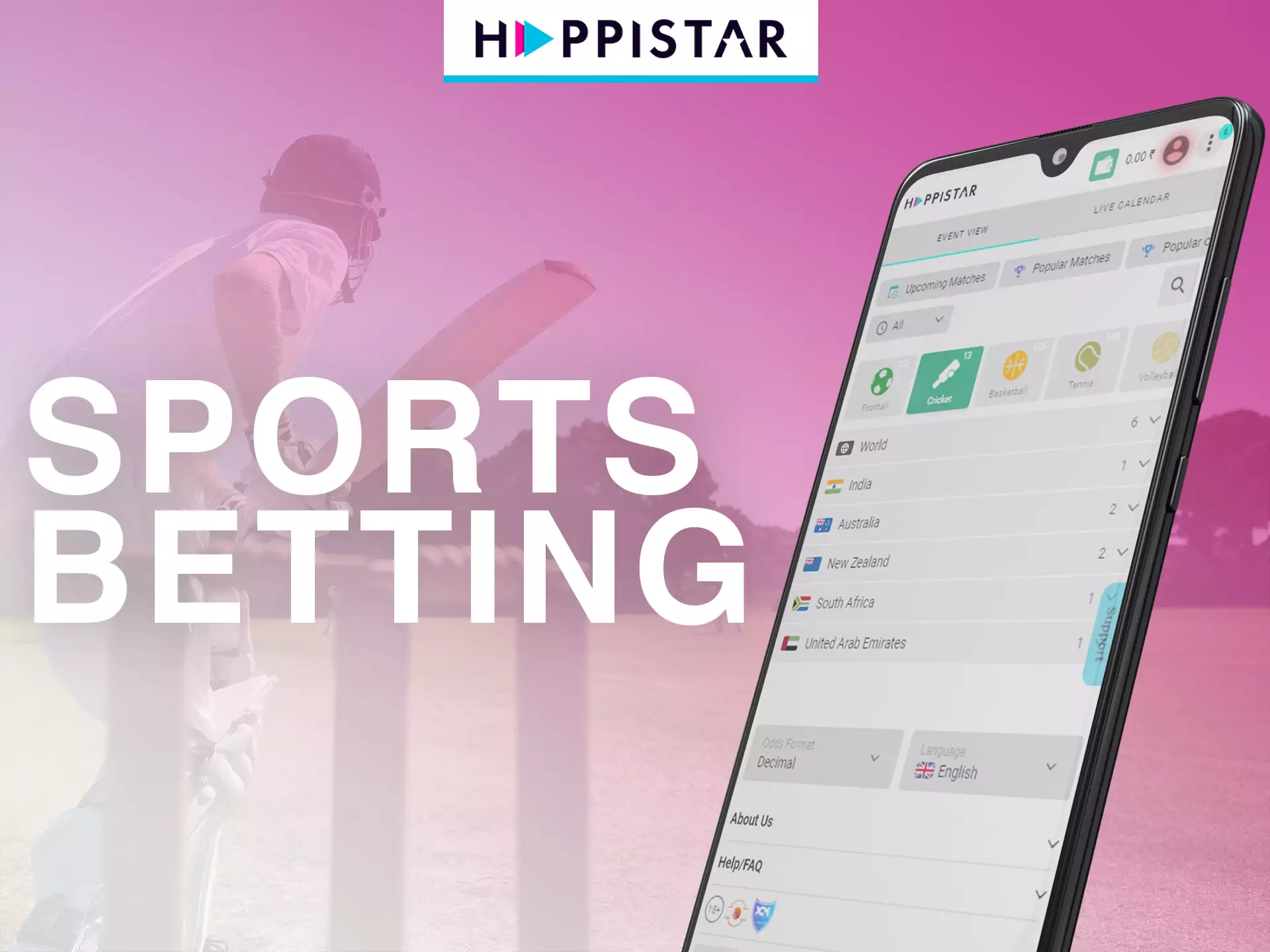 There is a big number of events in the Happistar sports list.