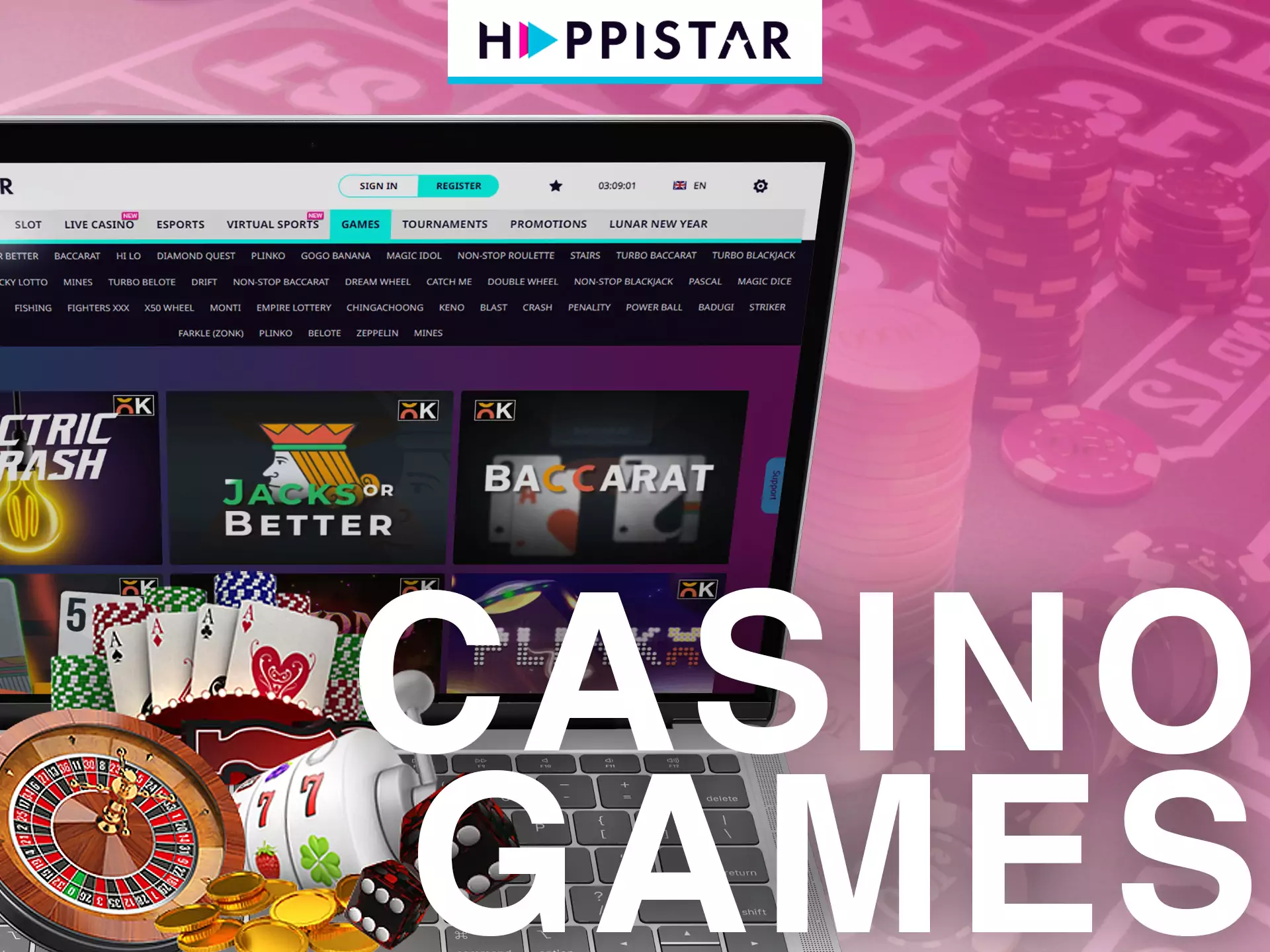 On Happistar, there are lots of slots and live casino games available for players.