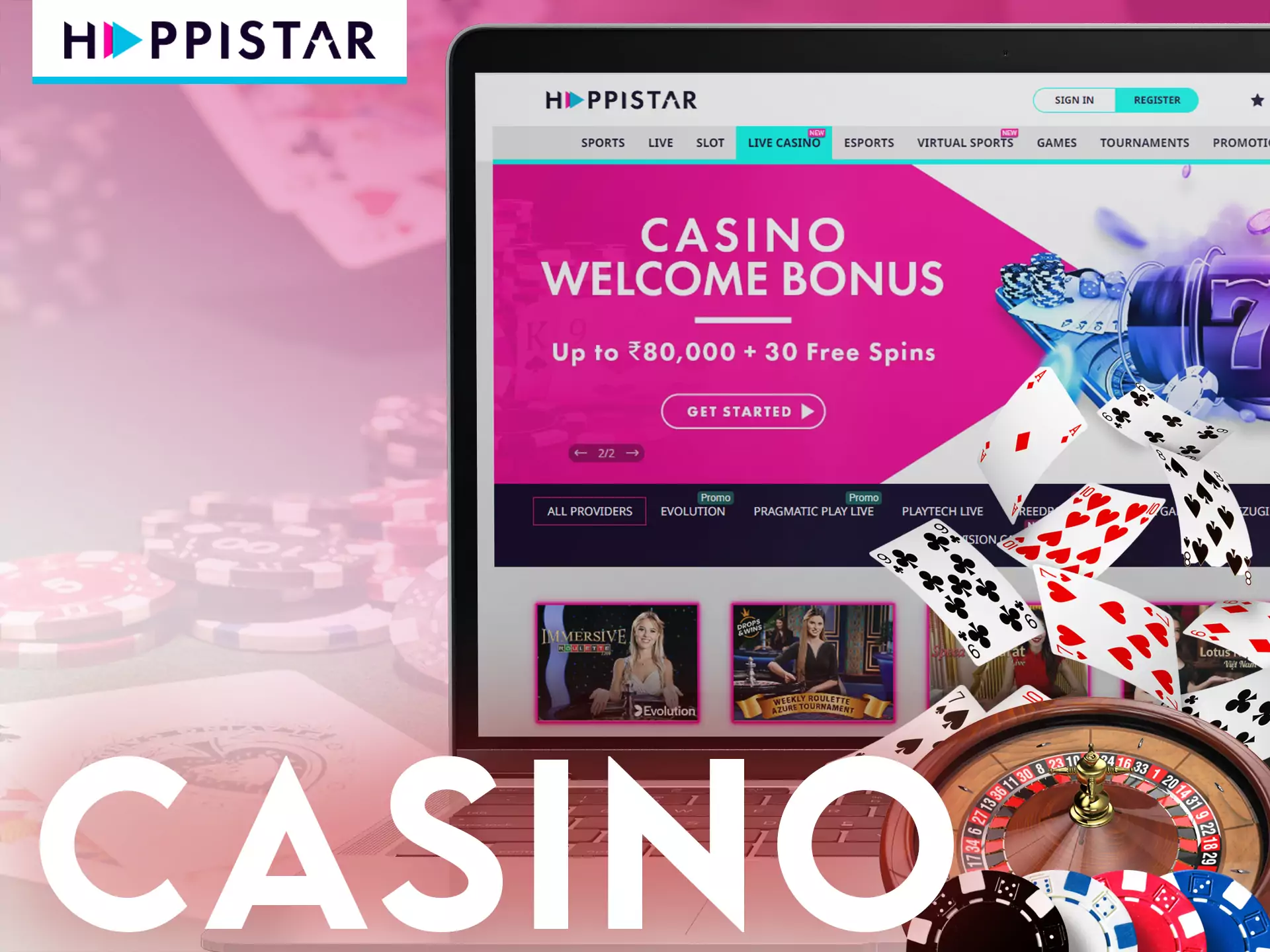 On Happistar, you can play many casino games.