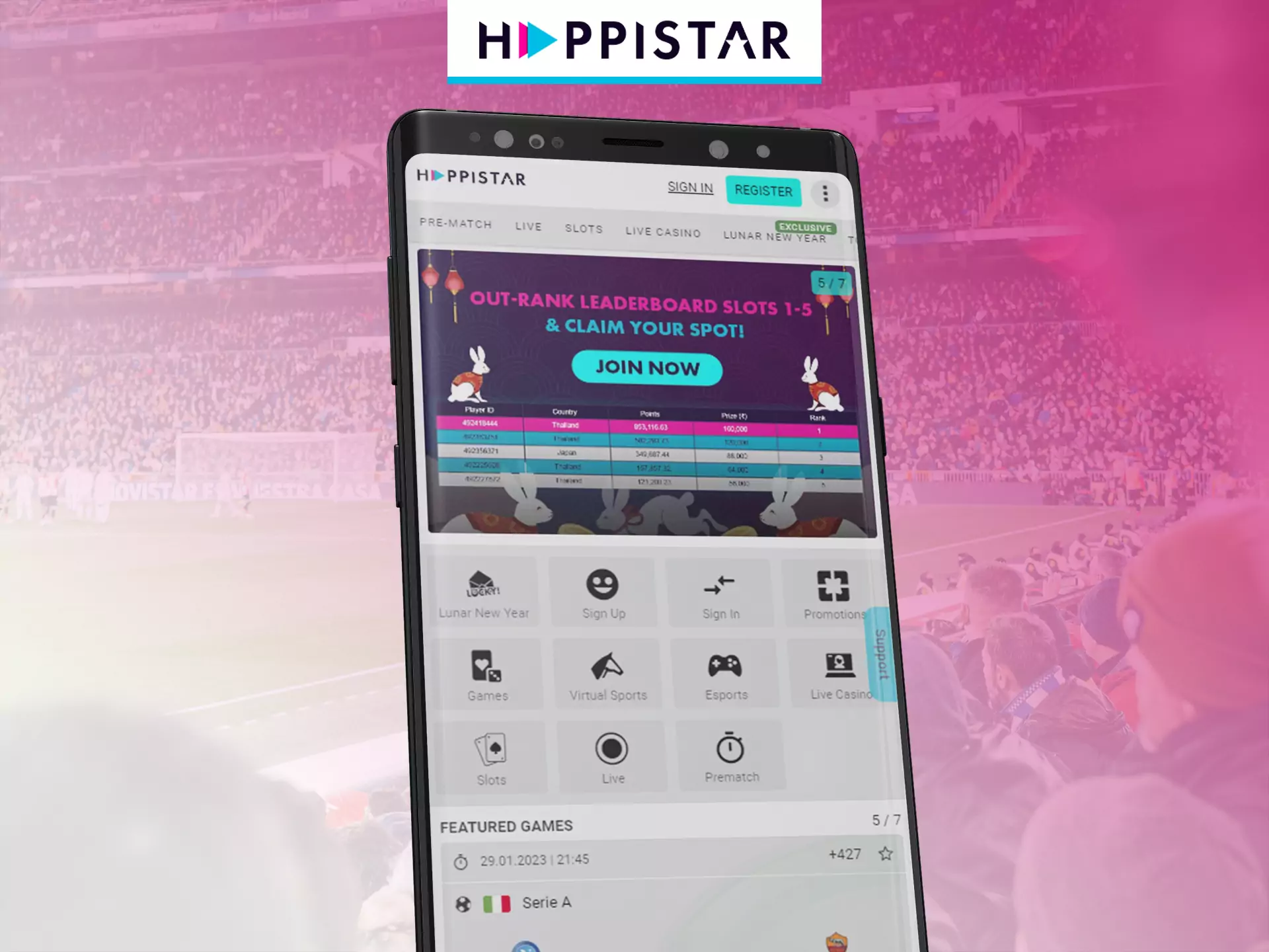 Visit the Happistar website from your mobile browser.
