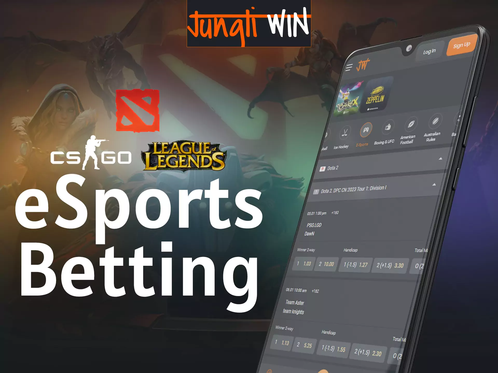 If you are a fan of esports, then Jungliwin offers players to bet on any events of this sport.