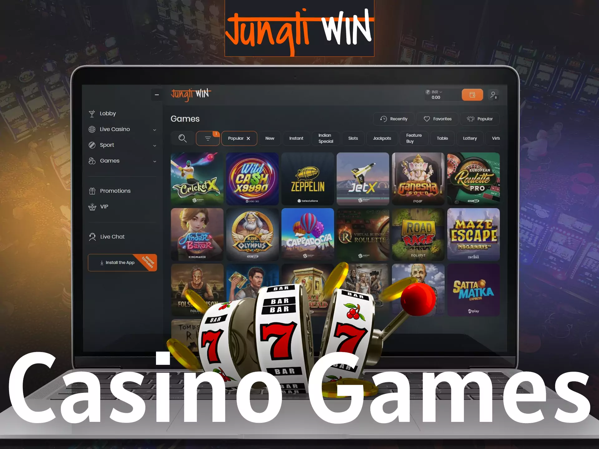 On Jungliwin you can play various casino games.