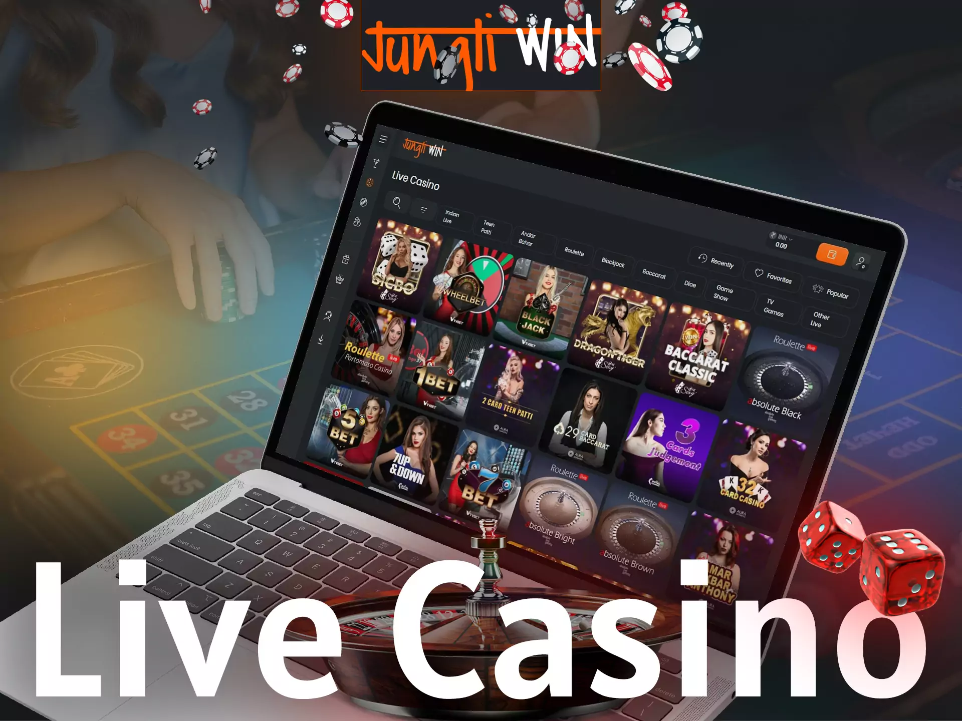 The Jungliwin offers to play live casino.