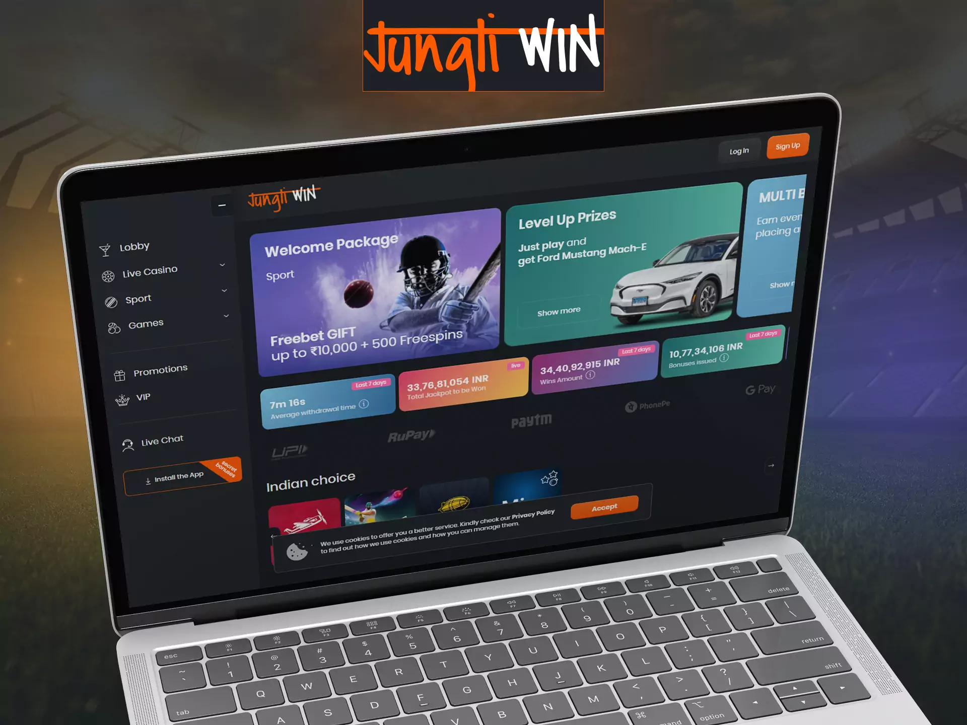 Place bets and play Jungliwin on your personal computer.