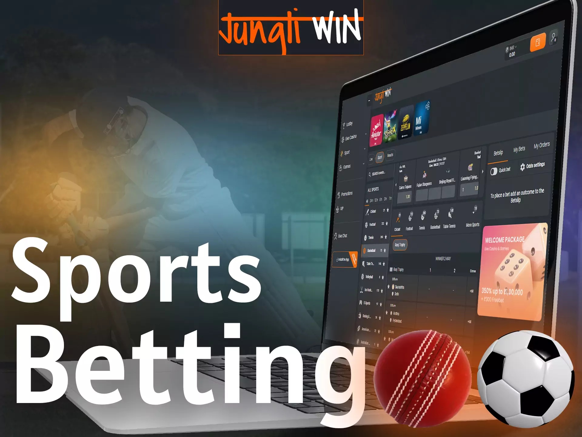Jungliwin gives you the opportunity to bet on various sports events.