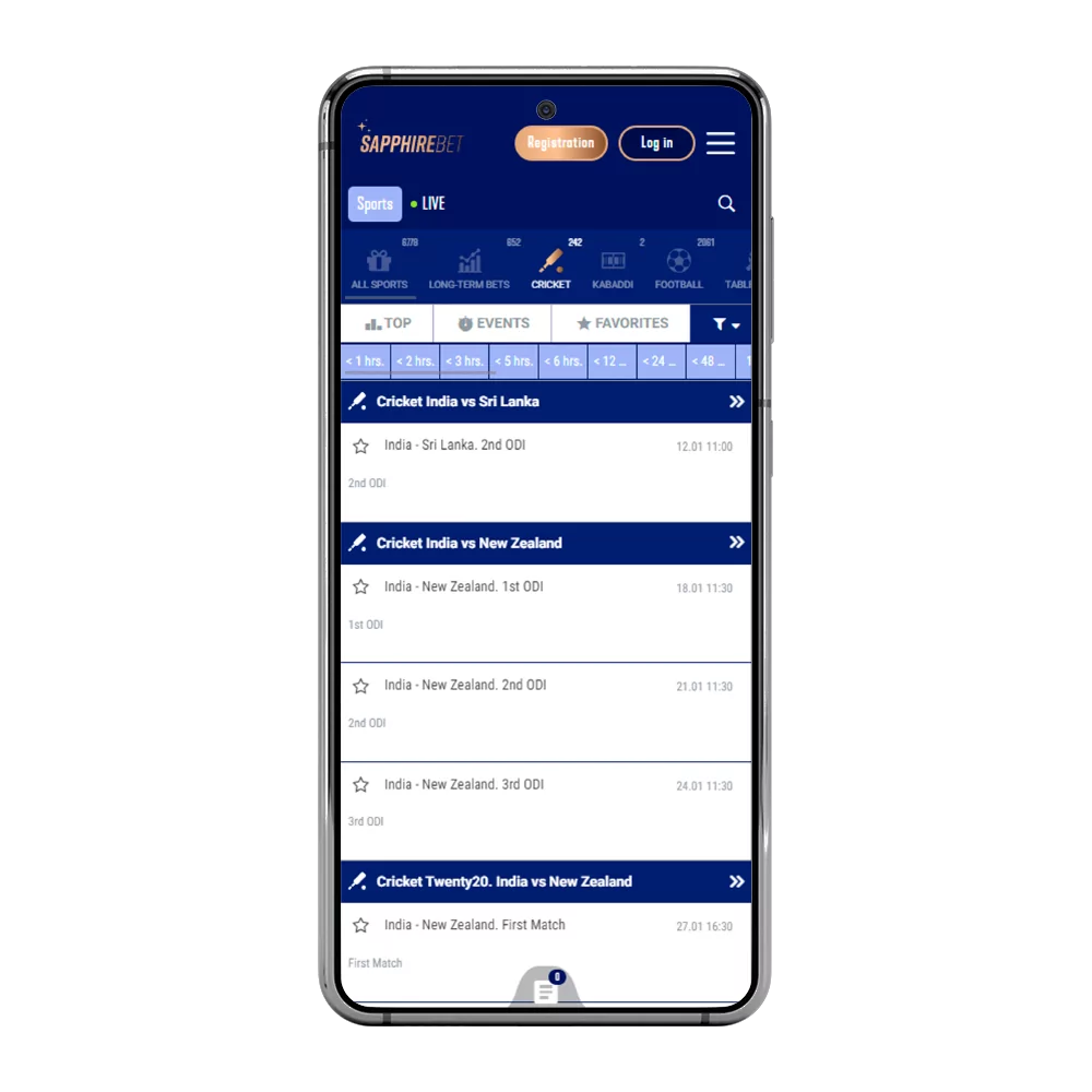 Use the Sapphirebet app for placing bets.