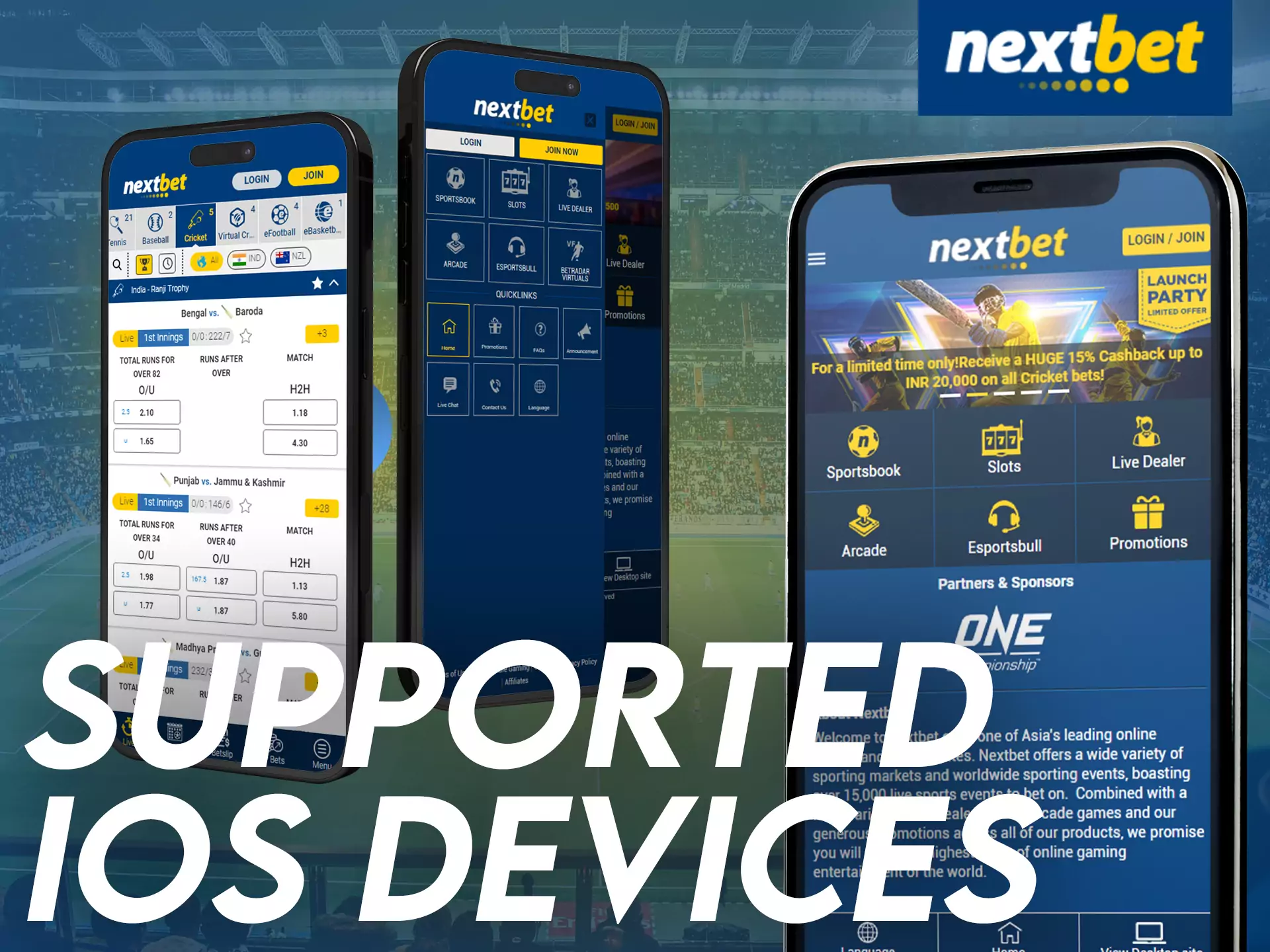 The Nextbet application supports many different devices on iOS.