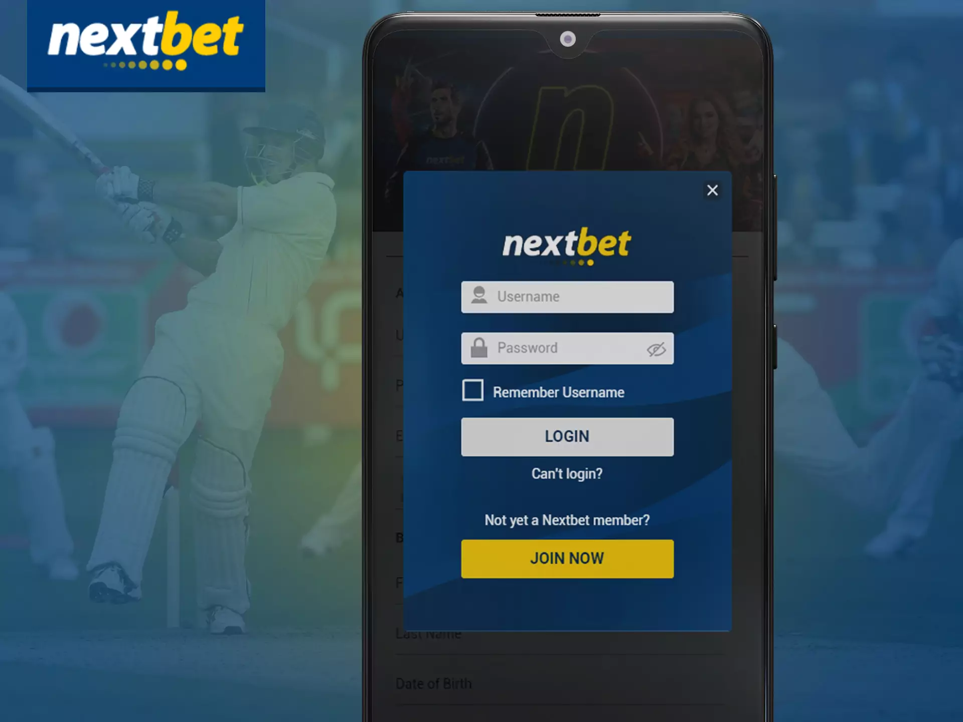 Log in to your Nextbet account to get full access to all features and bonuses.