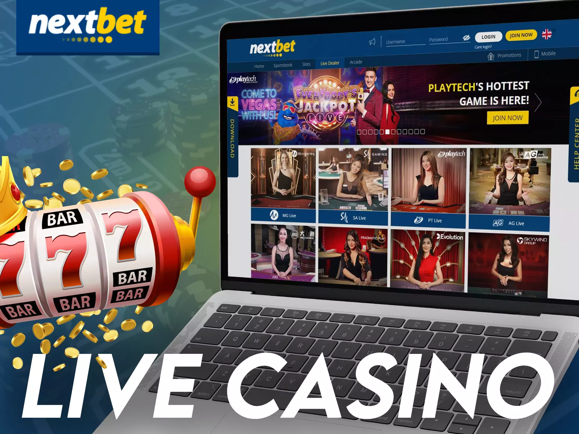 Try playing with dealers at Nextbet live casino.
