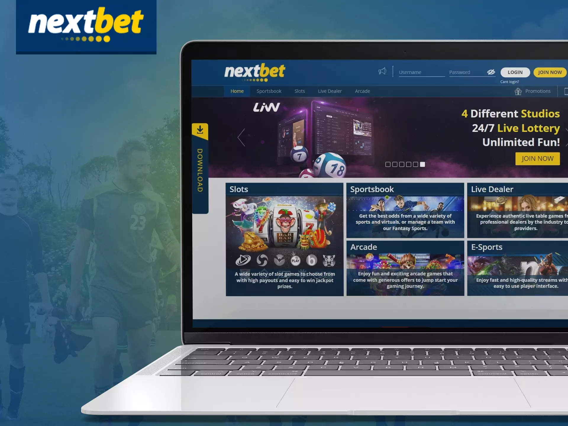 You can place bets and play at the casino on the official Nextbet website.