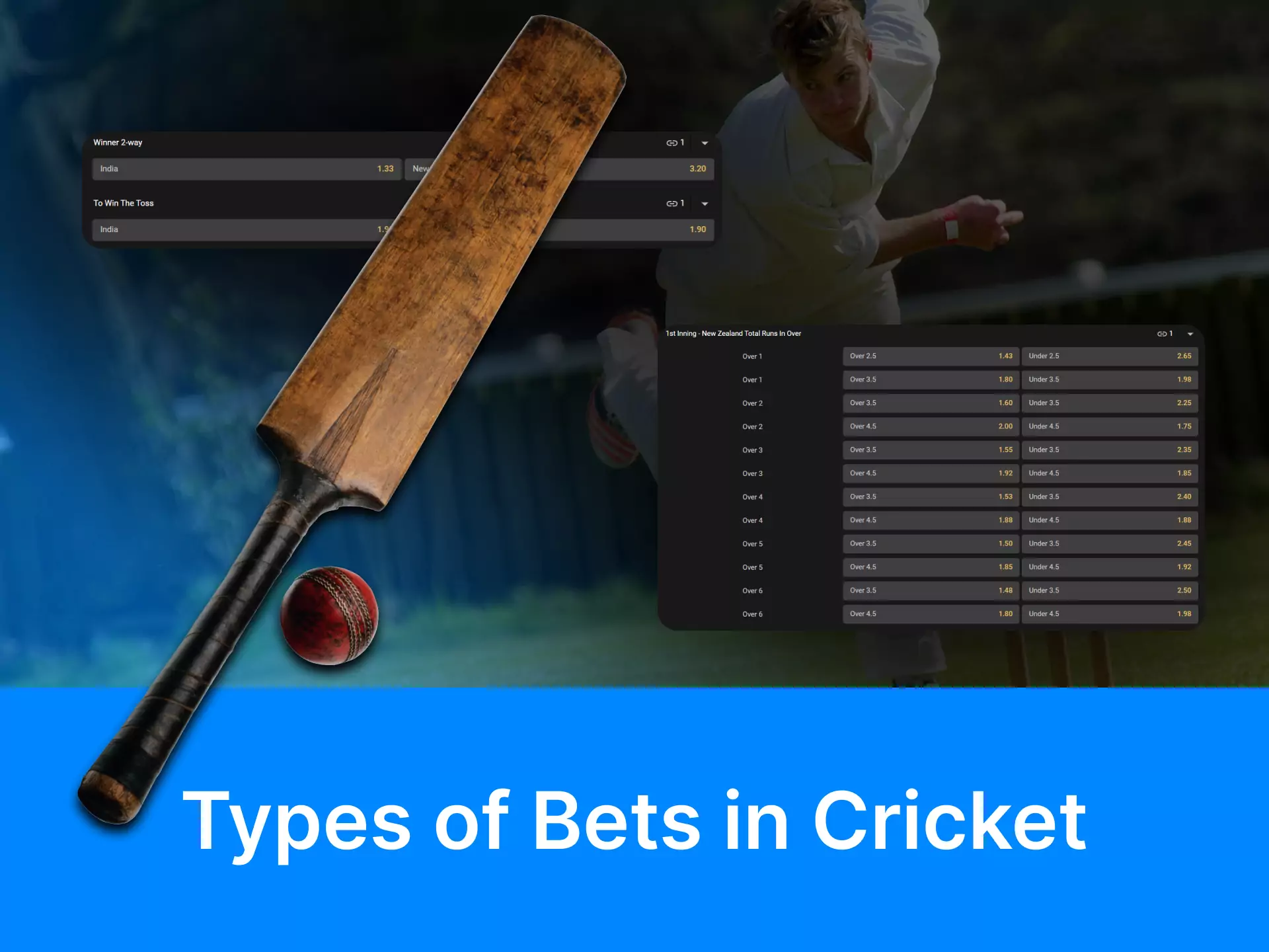 Learn about the different types of cricket betting.