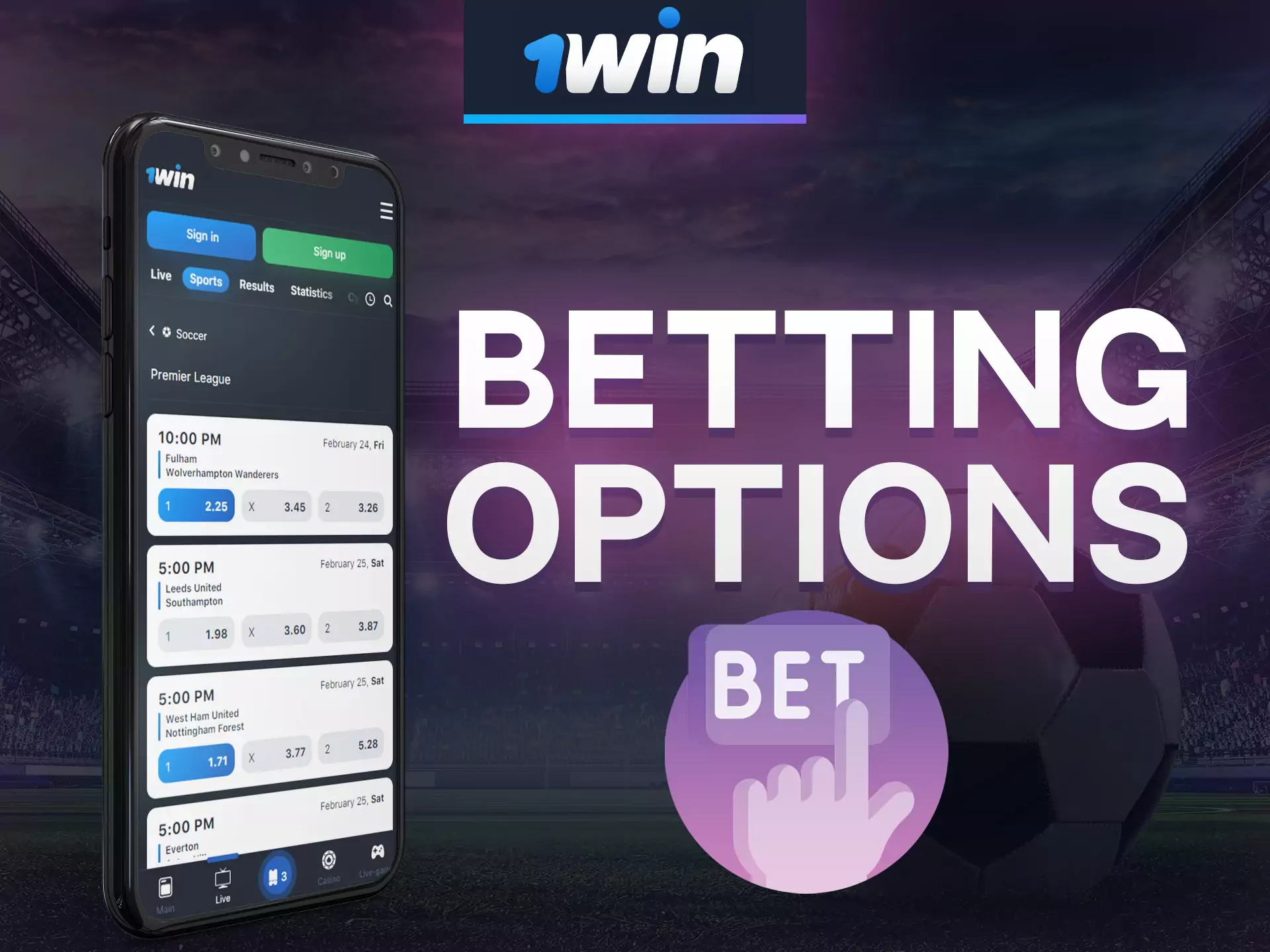 Bet how you want with 1win app.