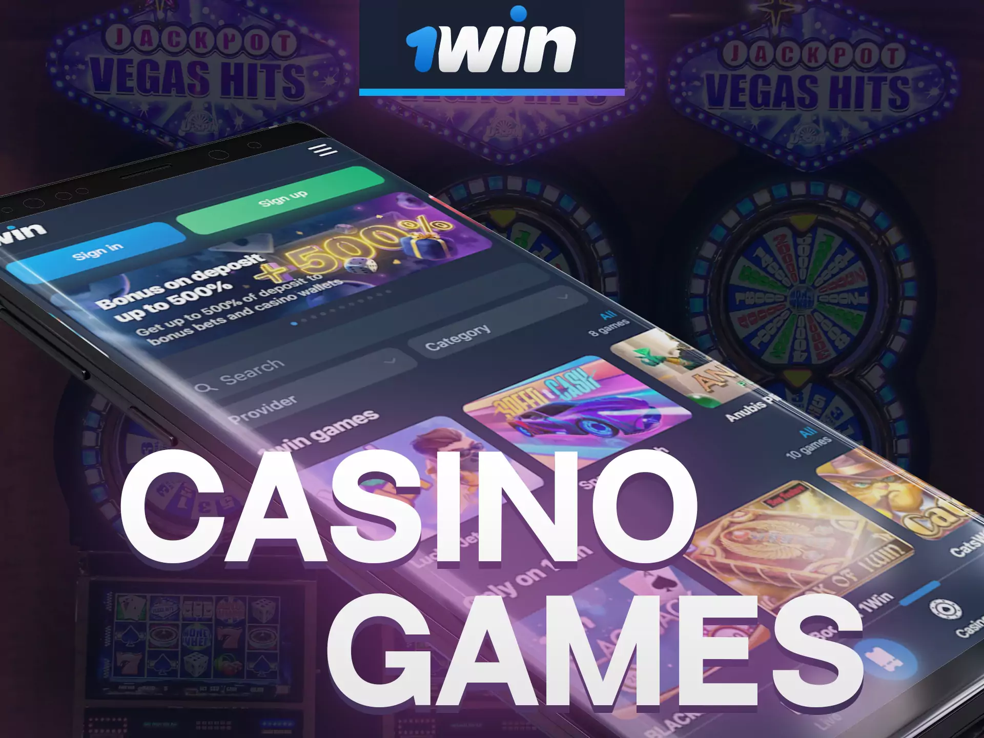 Search for your favourite casino games in 1win app.