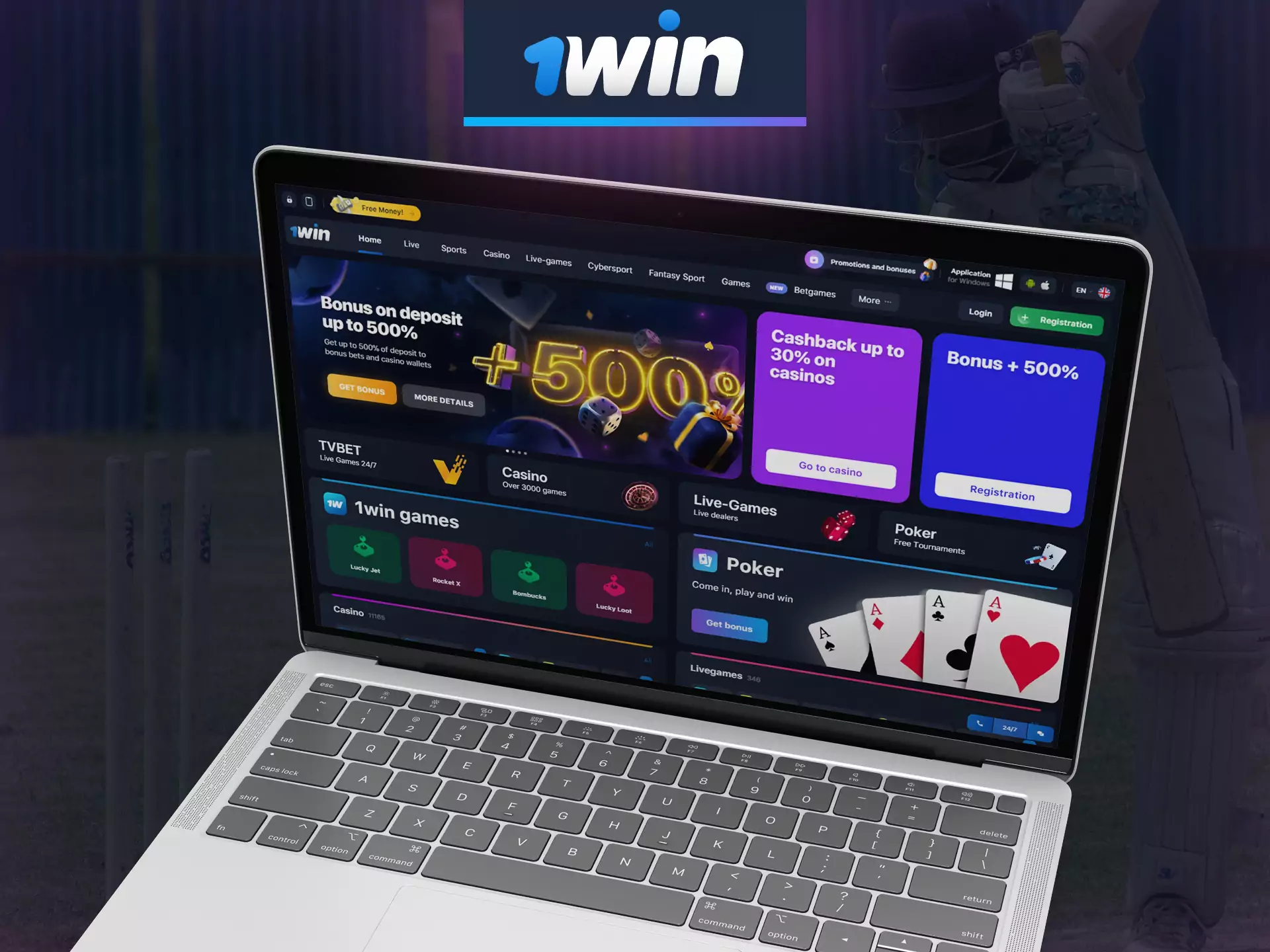 Use 1win website on your PC.