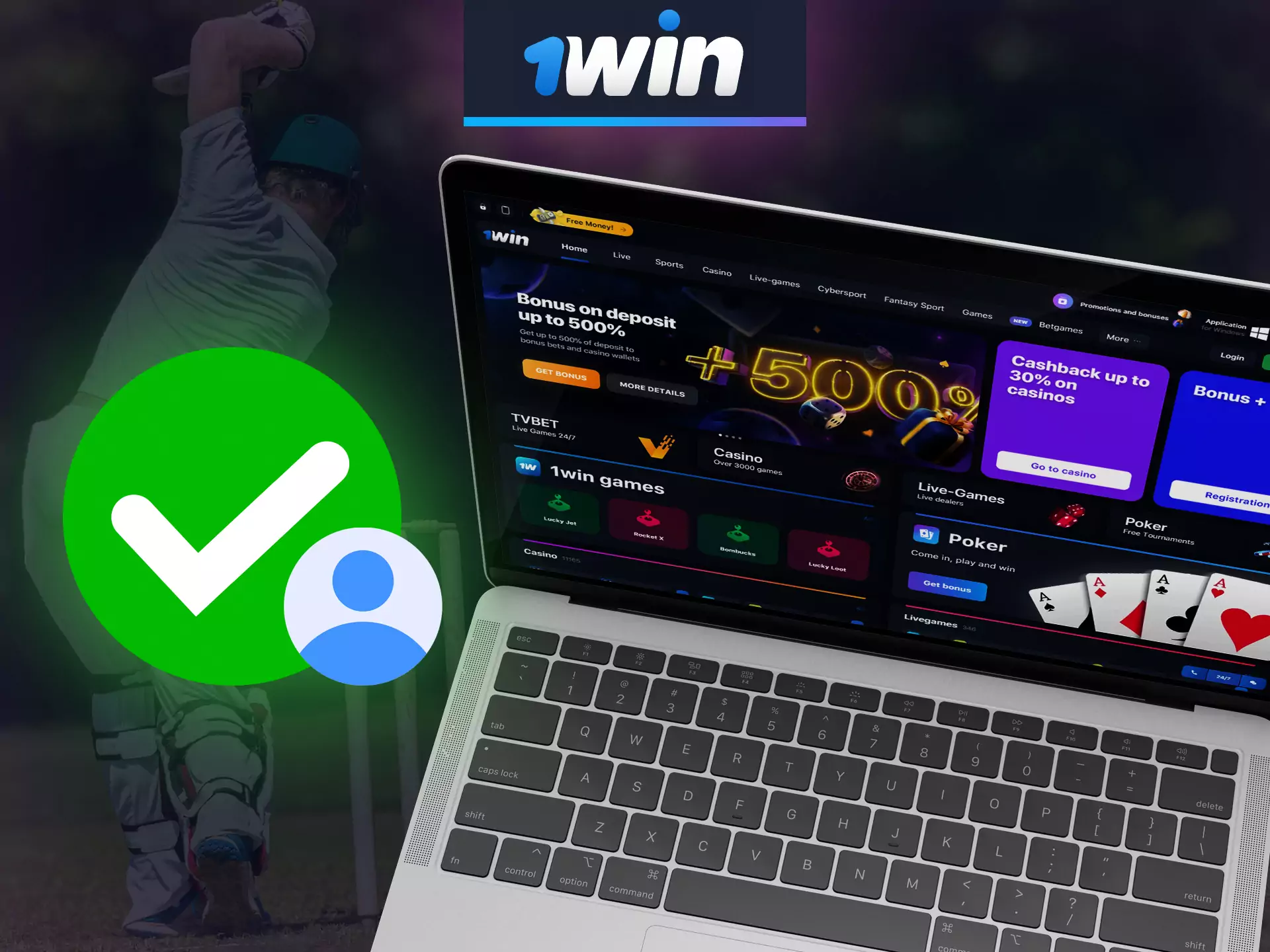 Verify your 1win account for start betting.