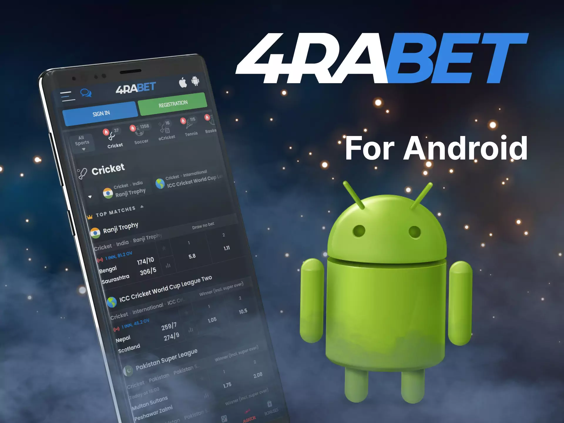 The 4rabet mobile app can be installed on your Android phone.
