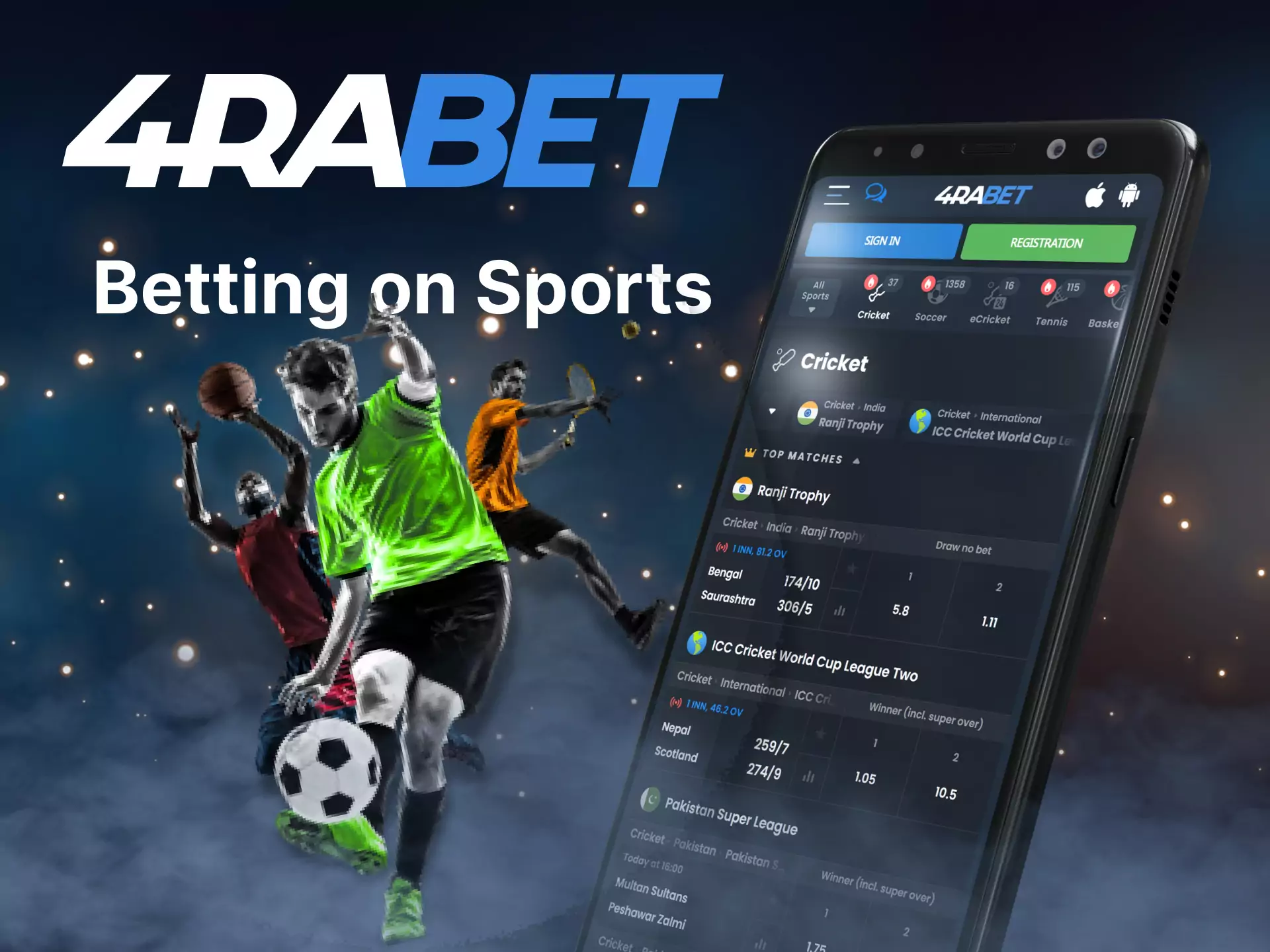 In the 4rabet mobile app, bet on your favorite sports.