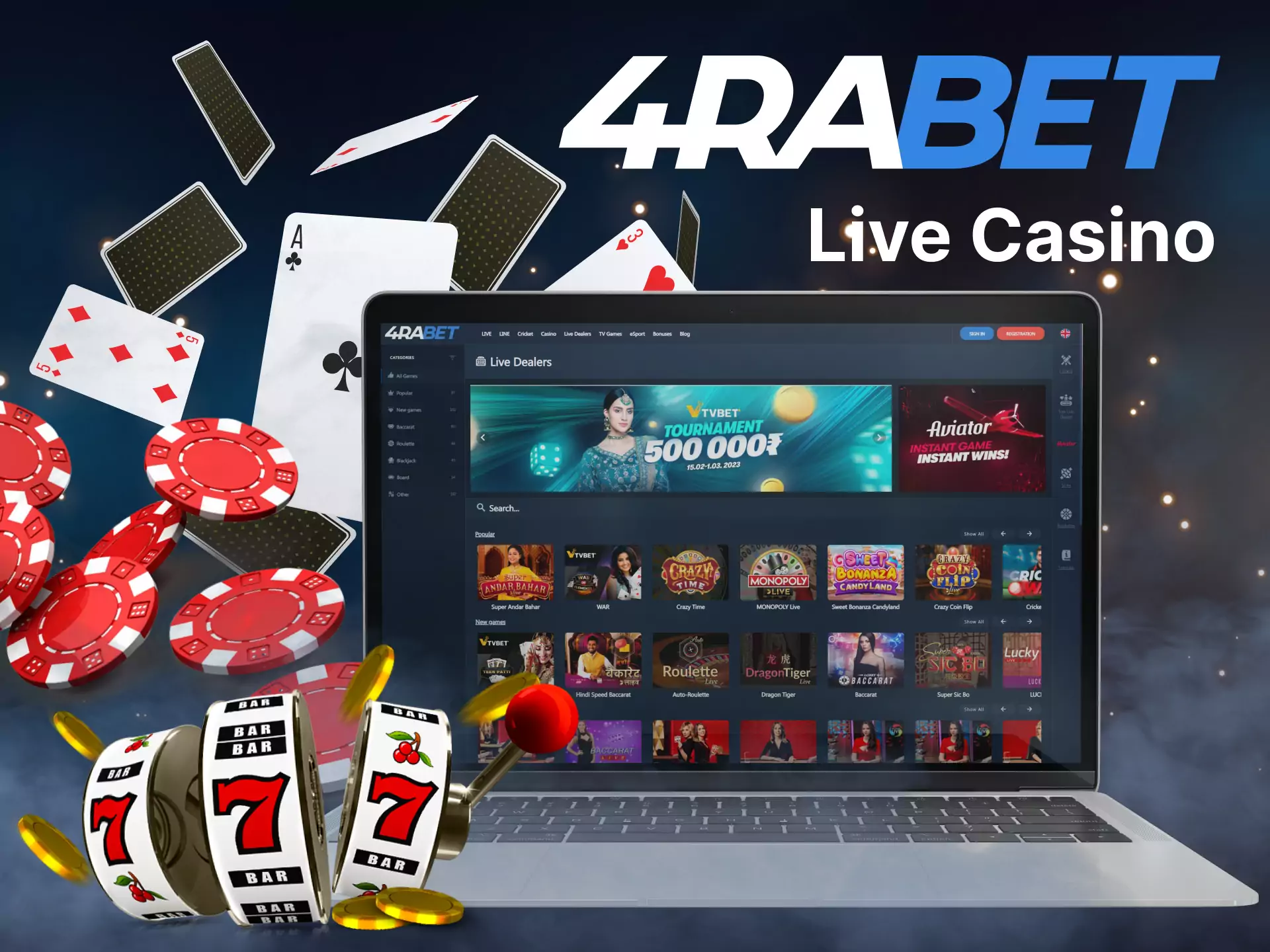 At 4rabet you can play different games in the live casino.