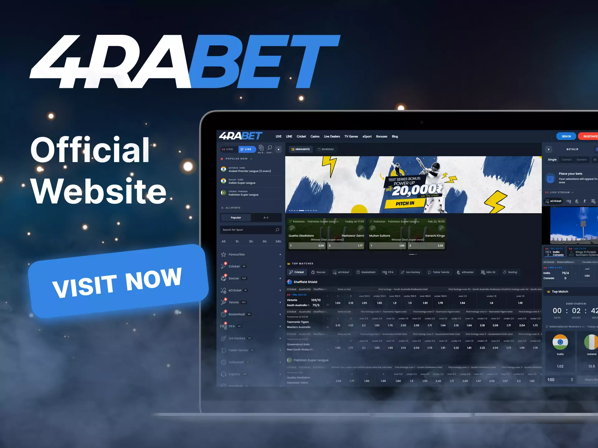 Visit the official website 4rabet, there is a handy interface and full functionality, bet with pleasure.