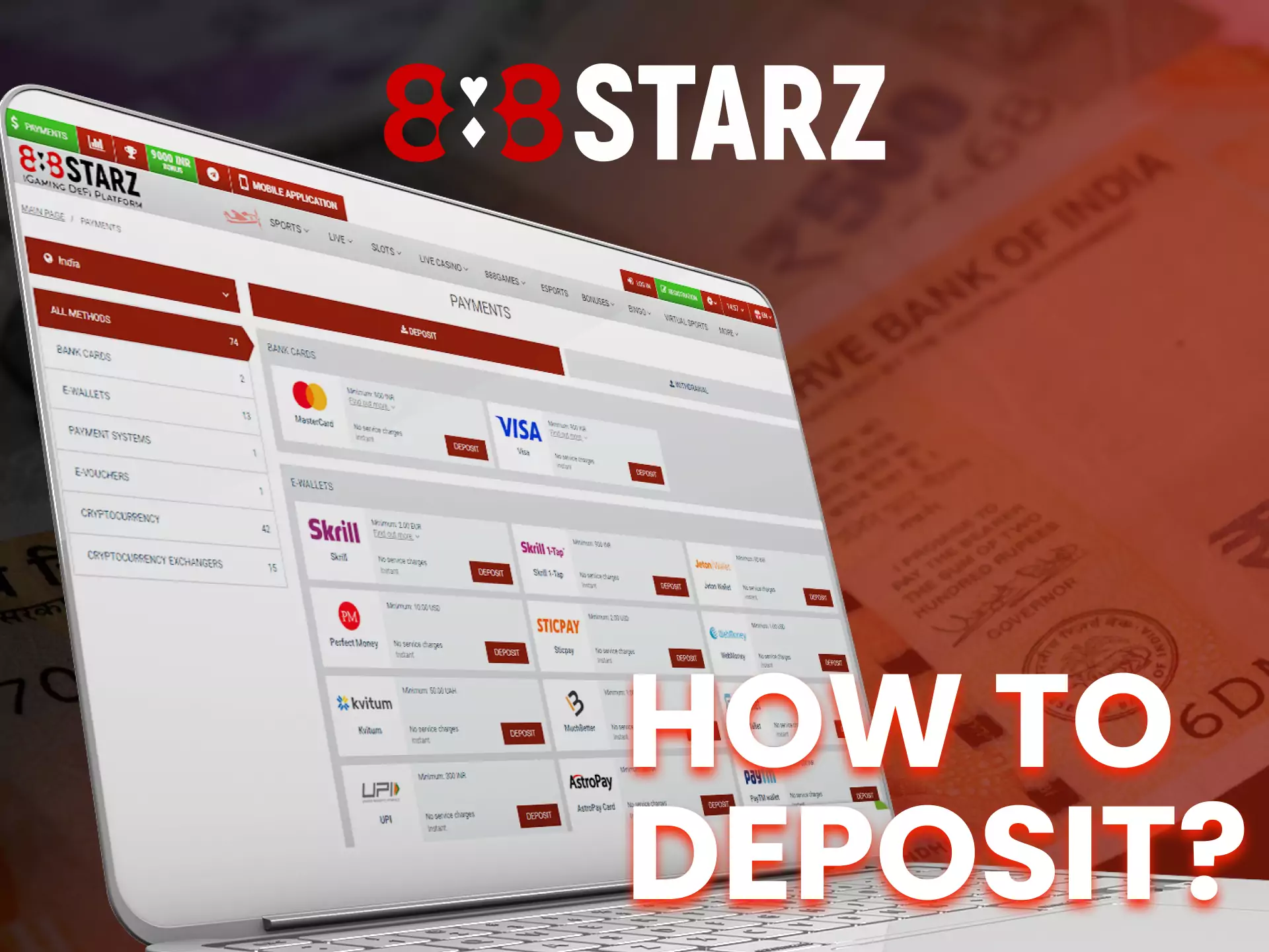 Deposit your money quicker at 888starz.