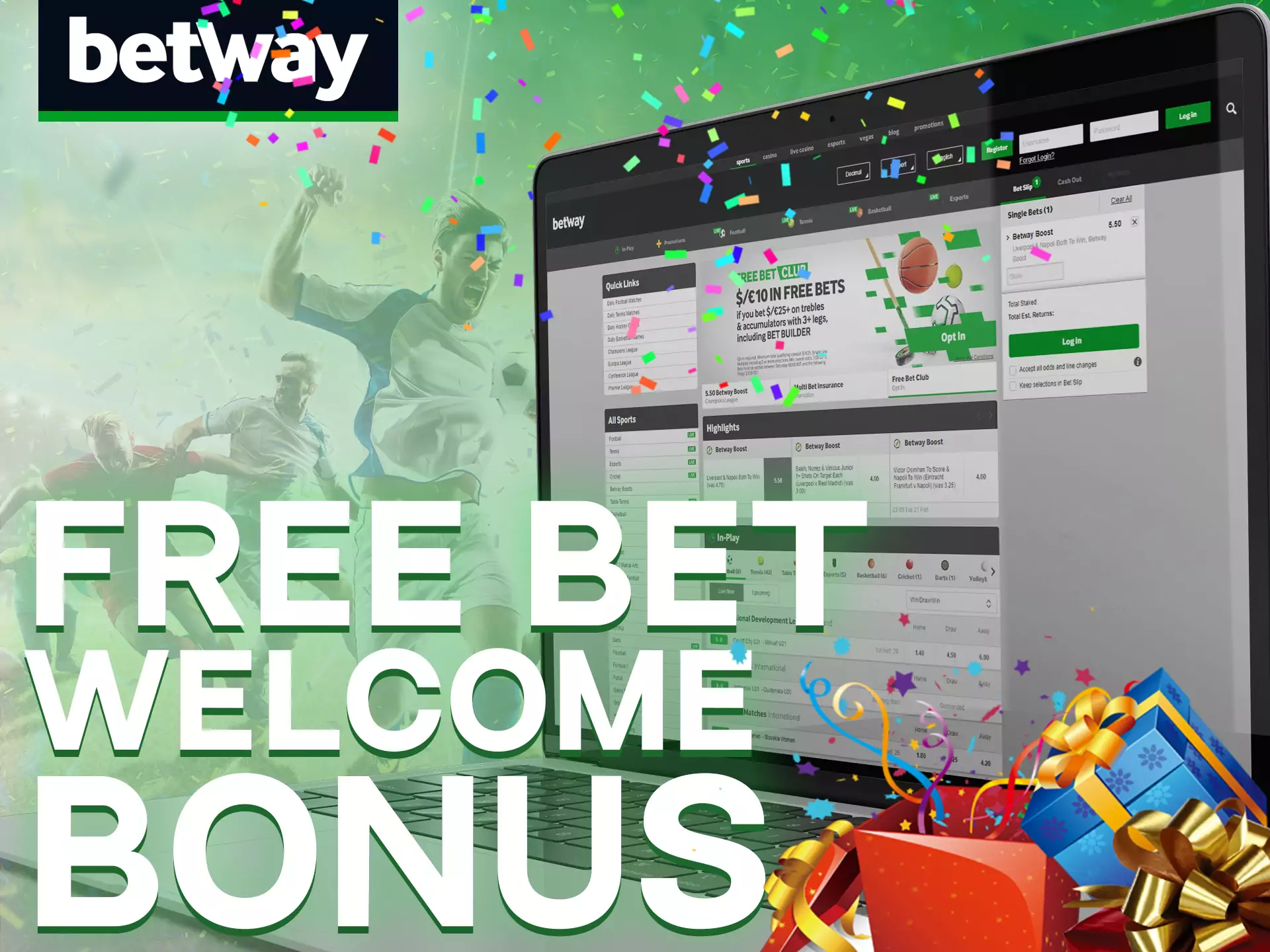 Get your Betway free bet bonus after first deposit.