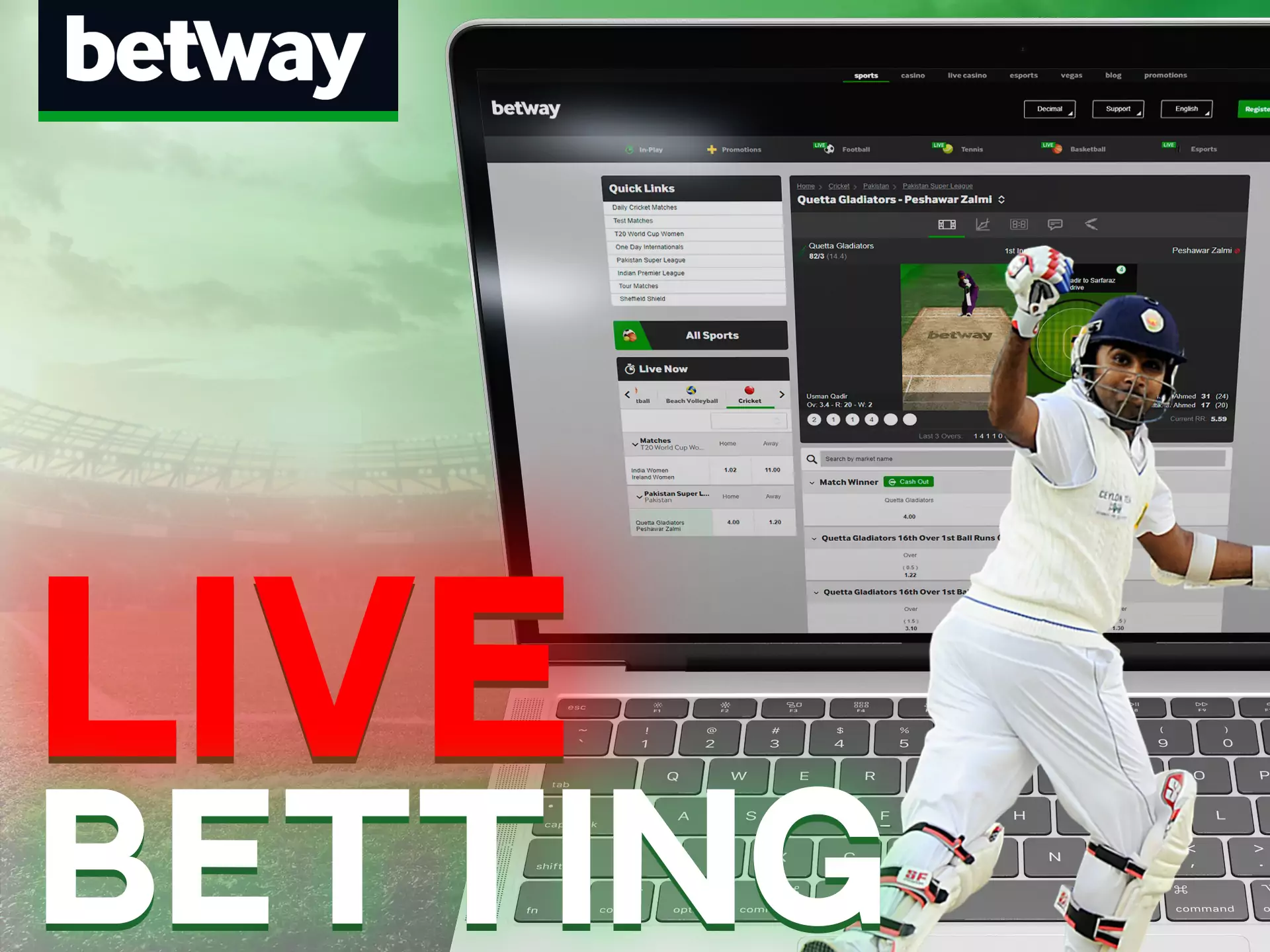 Watch matches and bet in live format at Betway.