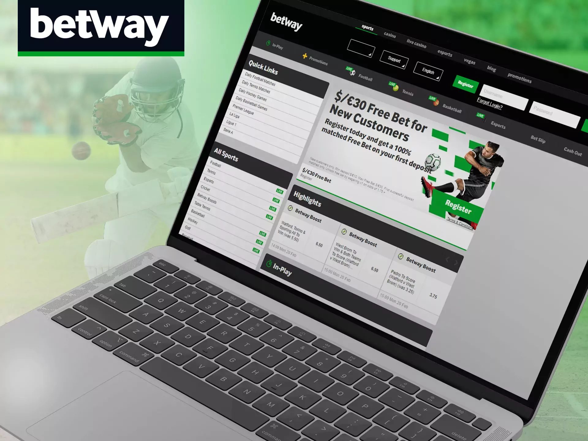 Use Betway features on your PC.