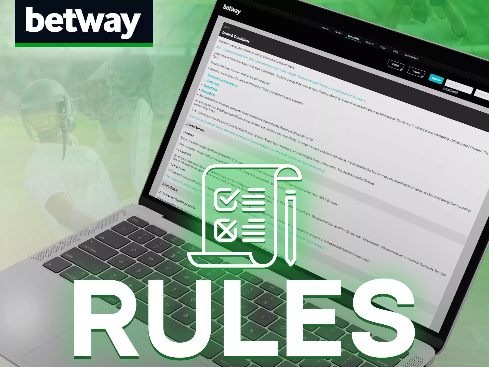 Follow betting rules of Betway betting company.