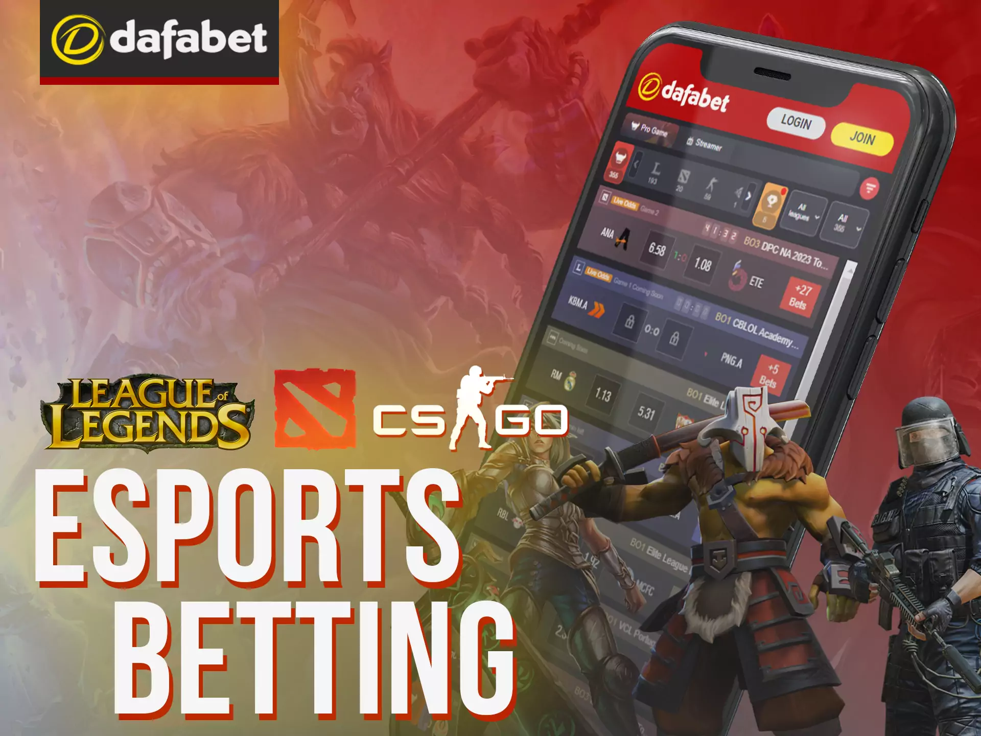 Watch biggest esports tournaments using Dafabet app.