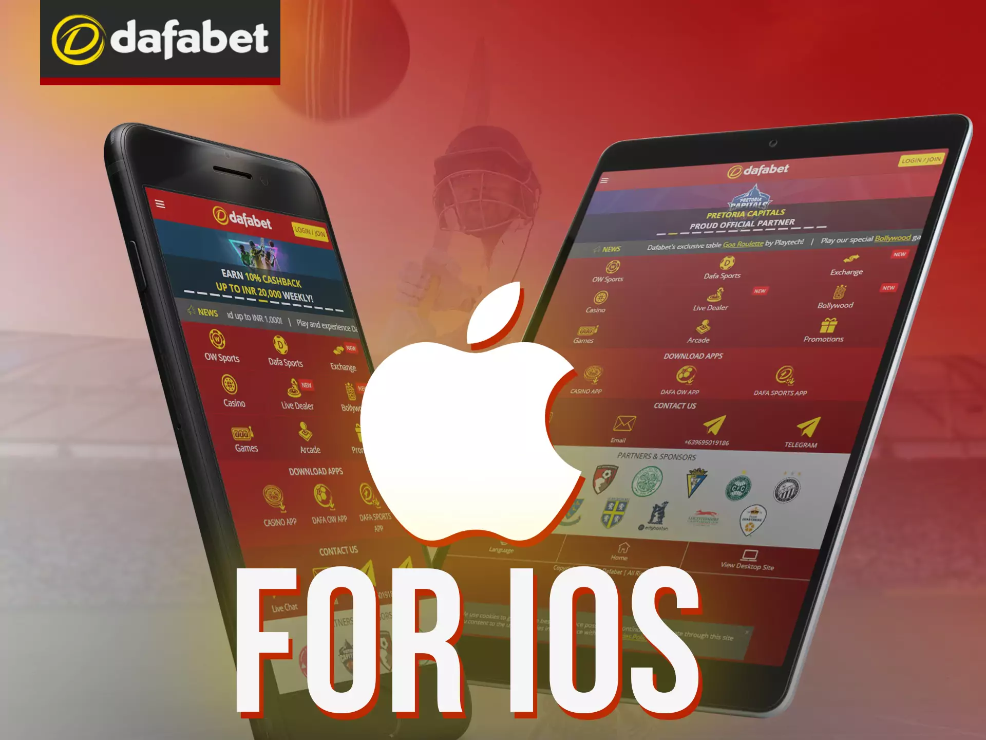 Use Dafabet app on different iOS devices.