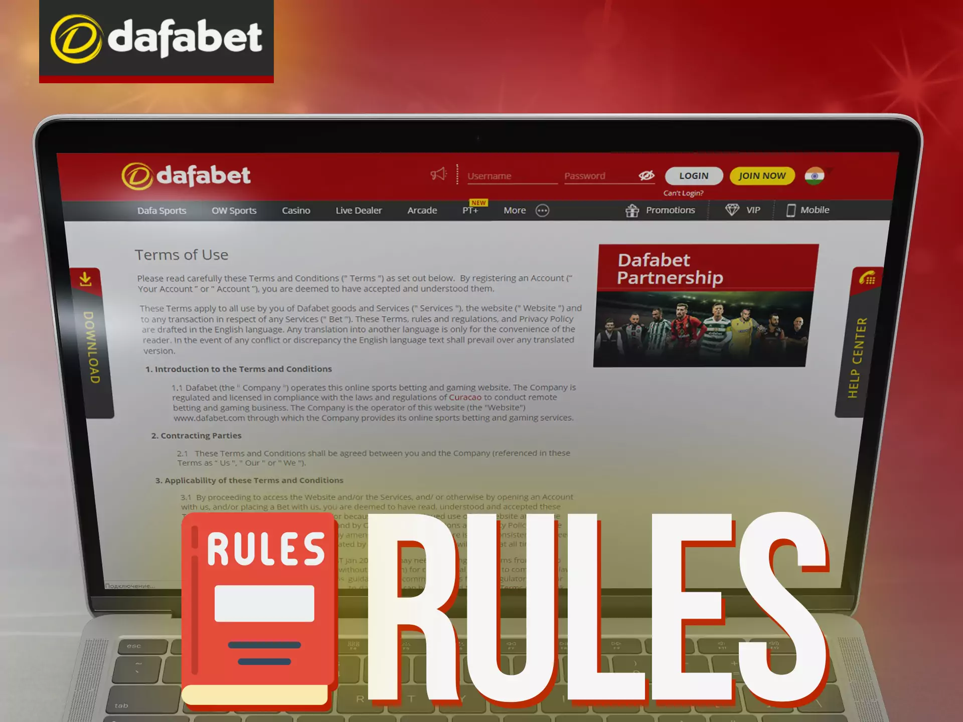 Read the Dafabet rules to play and bet effectively.