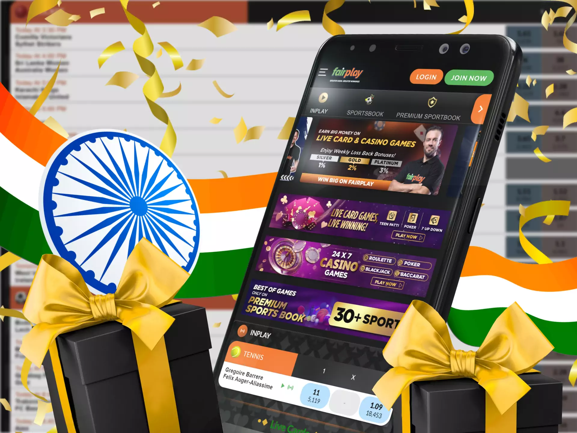 The Fairplay app has many benefits and bonuses for users from India.