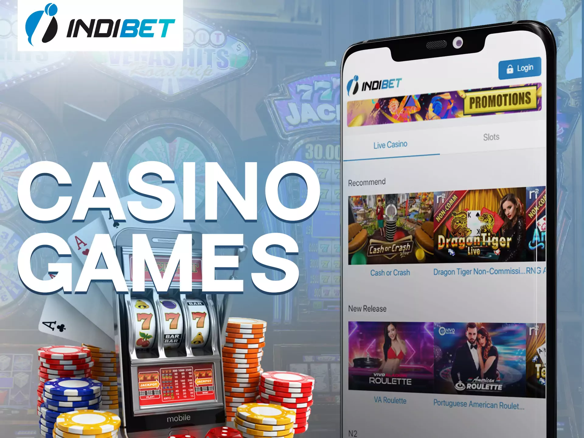 Search for your favourite casino games at Indibet casino.