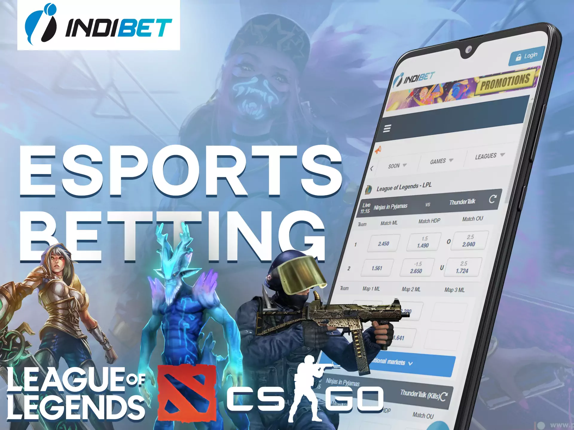 Bet on your favourite esports team at Indibet.