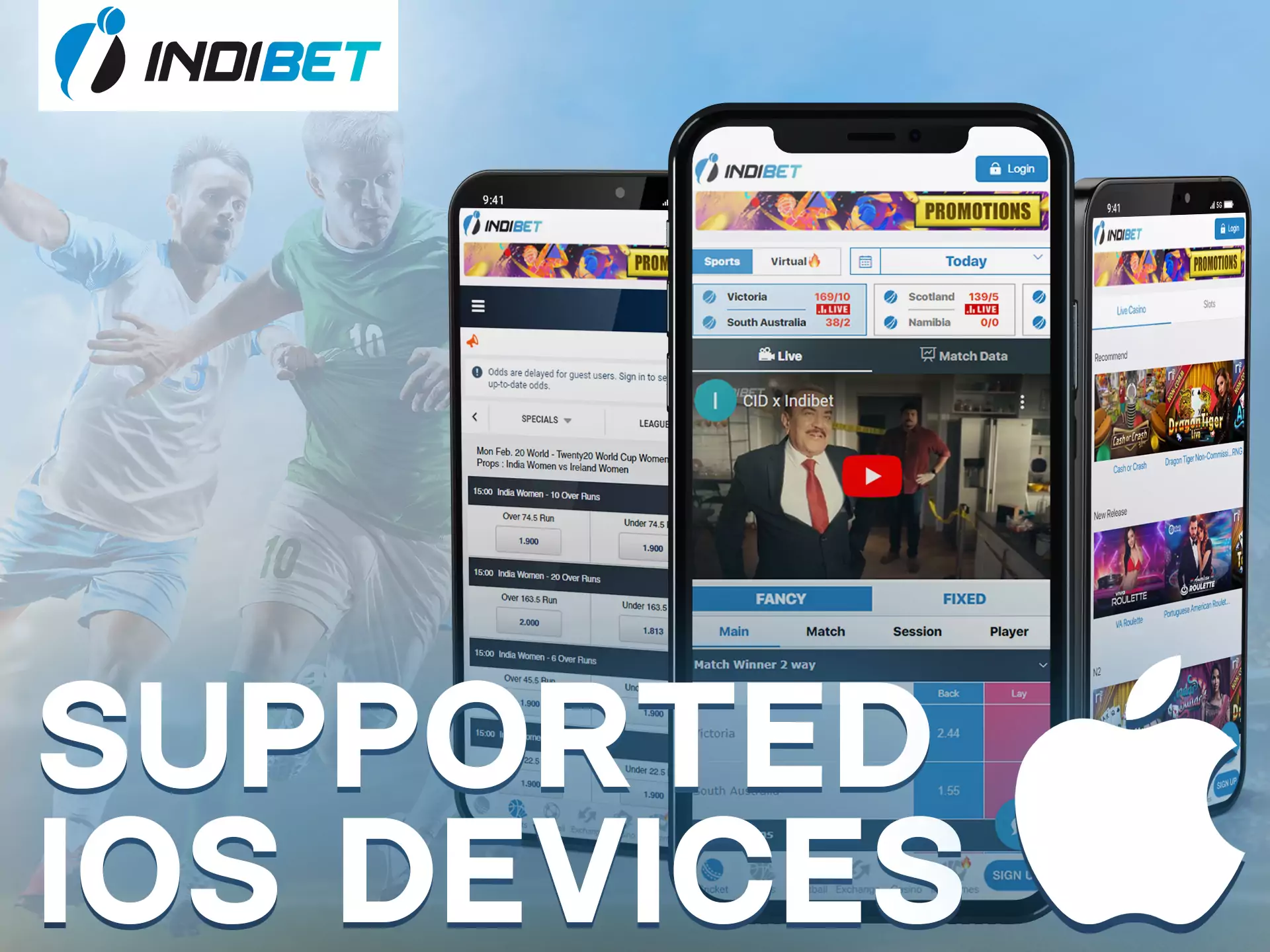 Indibet iOS app supported by many iOS devices.