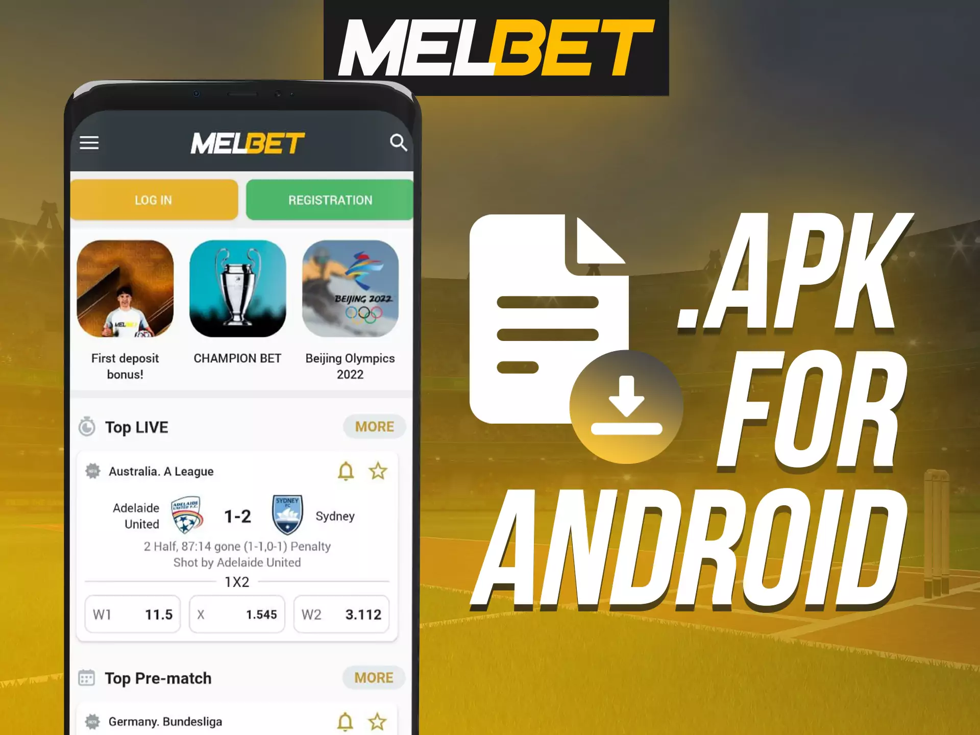 Download Melbet app on your Android device.