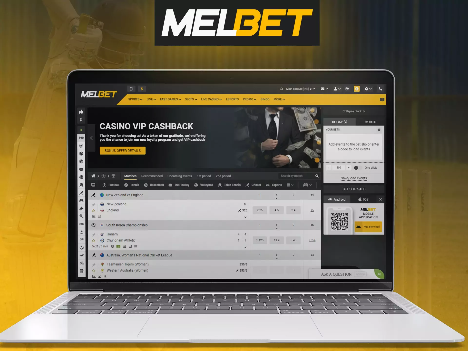 PC version of Melbet provides wide variety of options.