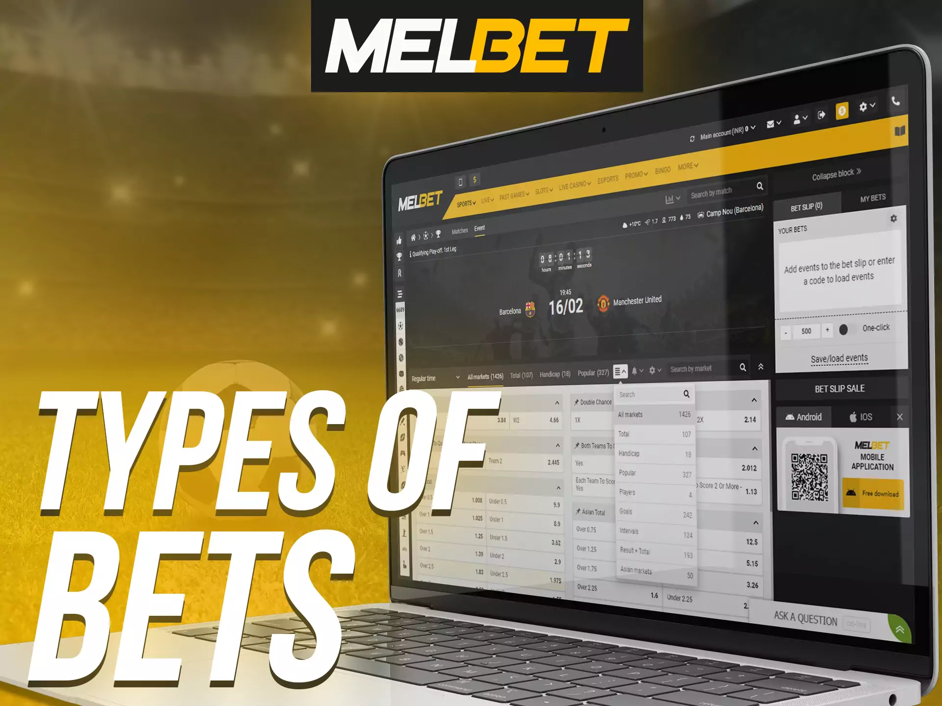 Place different bets on Melbet.