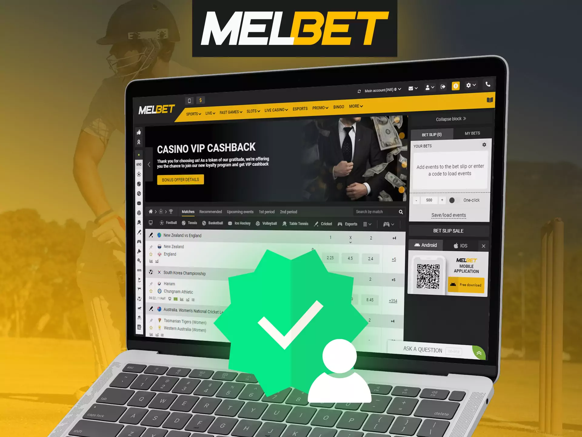 Verify your Melbet account for start betting and playing casino.