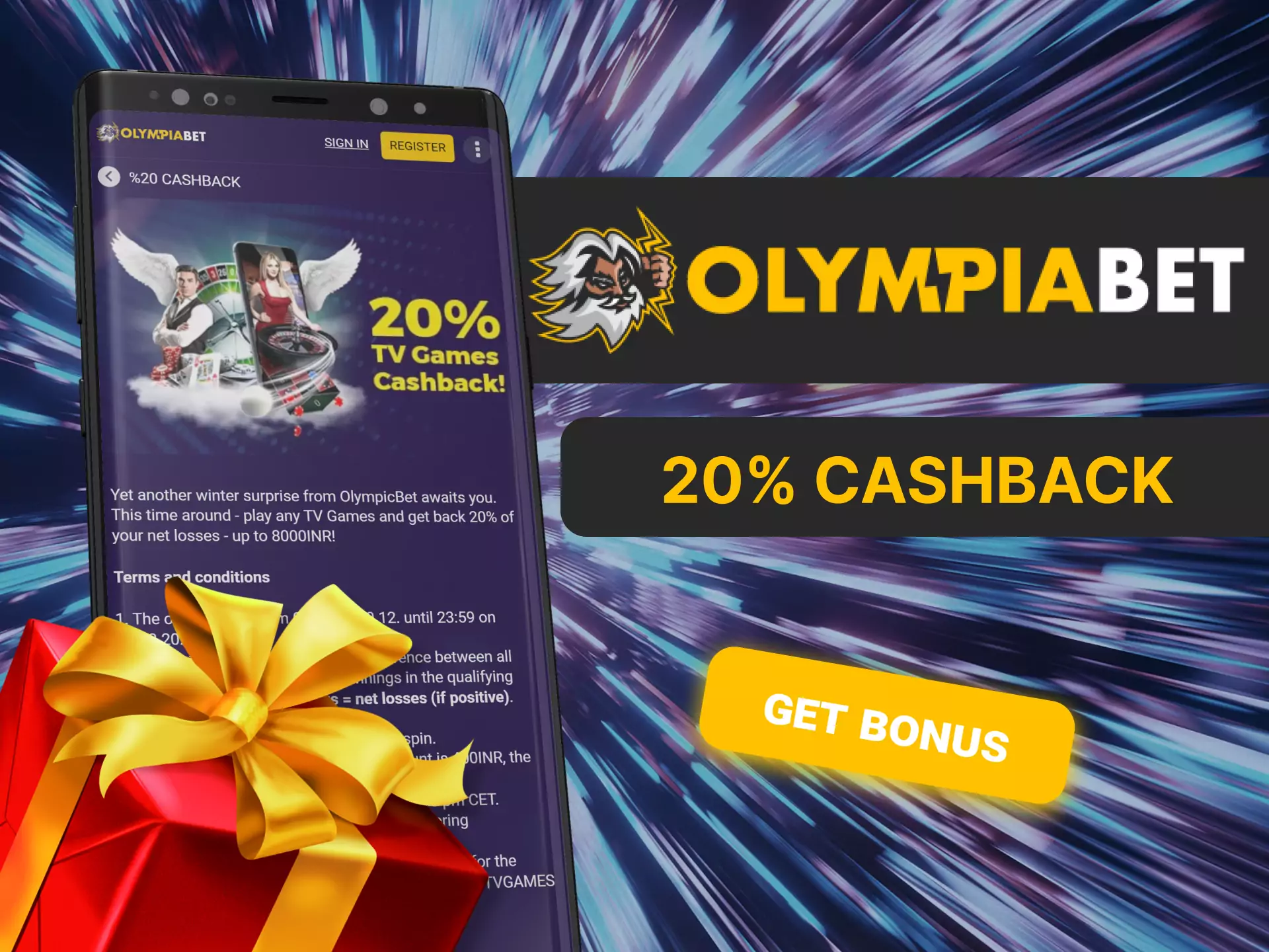 Get a special cashback bonus from Olympiabet.
