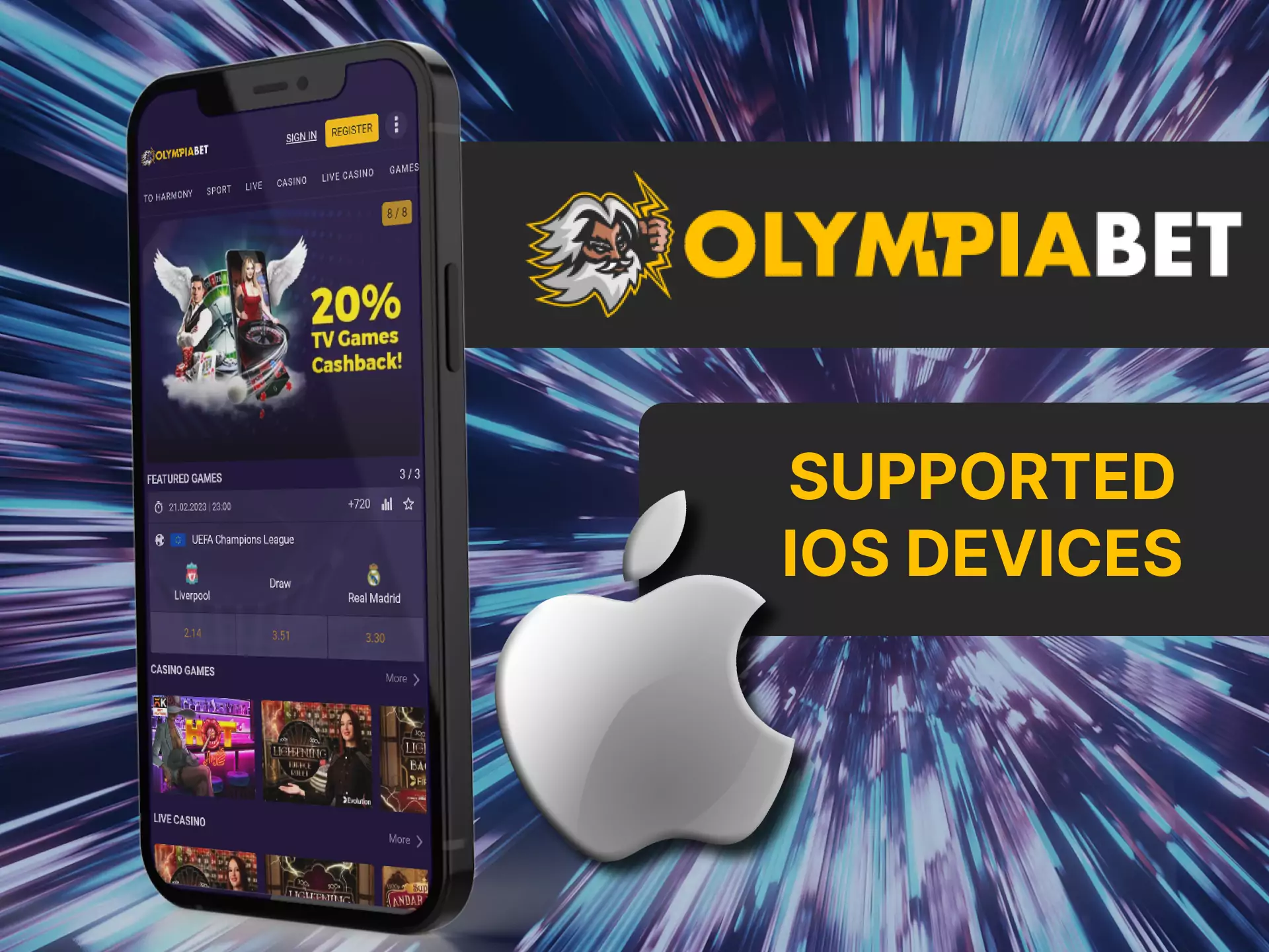Olympiabet is supported on various models of iOS devices.