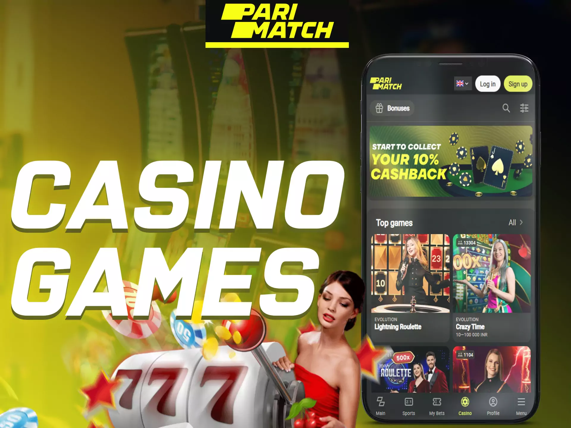 Play your favourite Parimatch casino games.