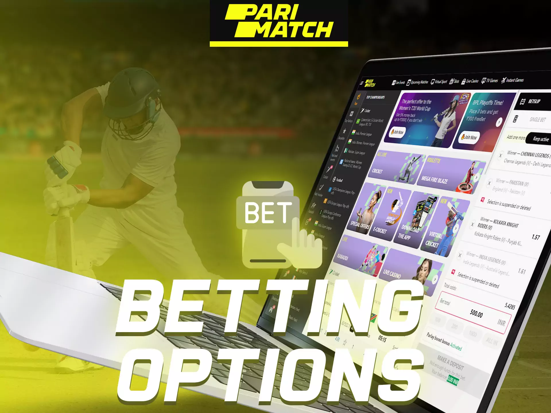 Bet in different ways and win more money with Parimatch.