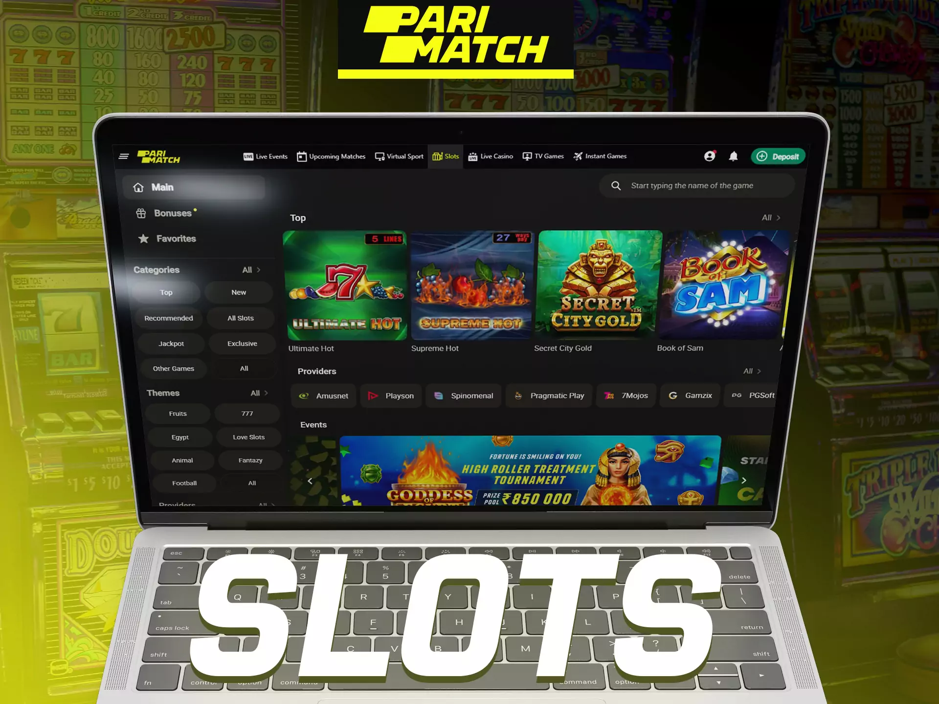 Search for your favourite slots in Parimatch casino.