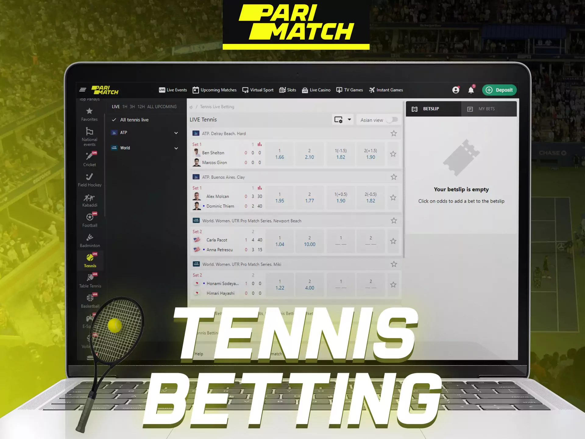 Bet on best tennis players and win money at Parimatch.