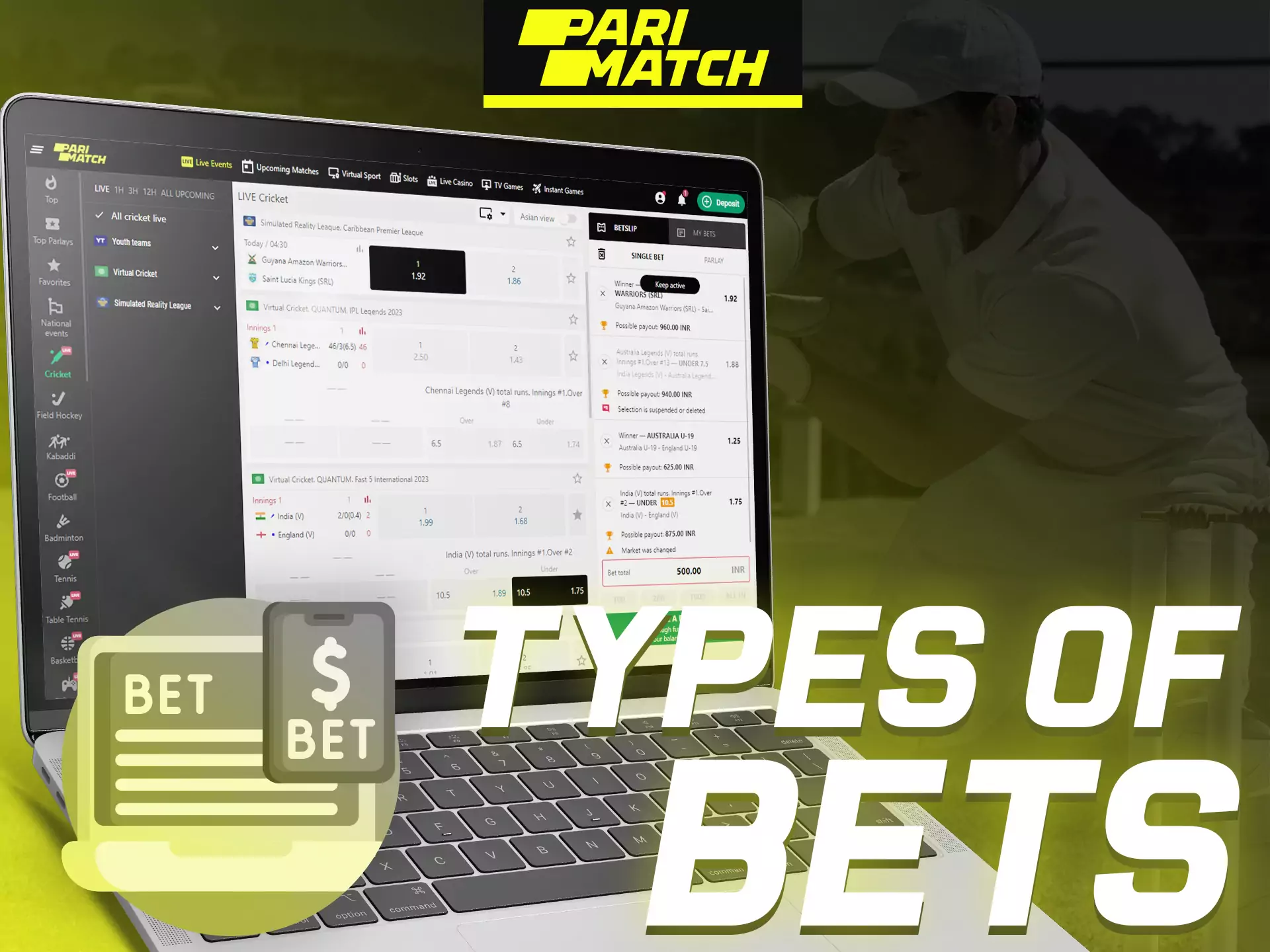 Create your own bet with Parimatch different types of bets.