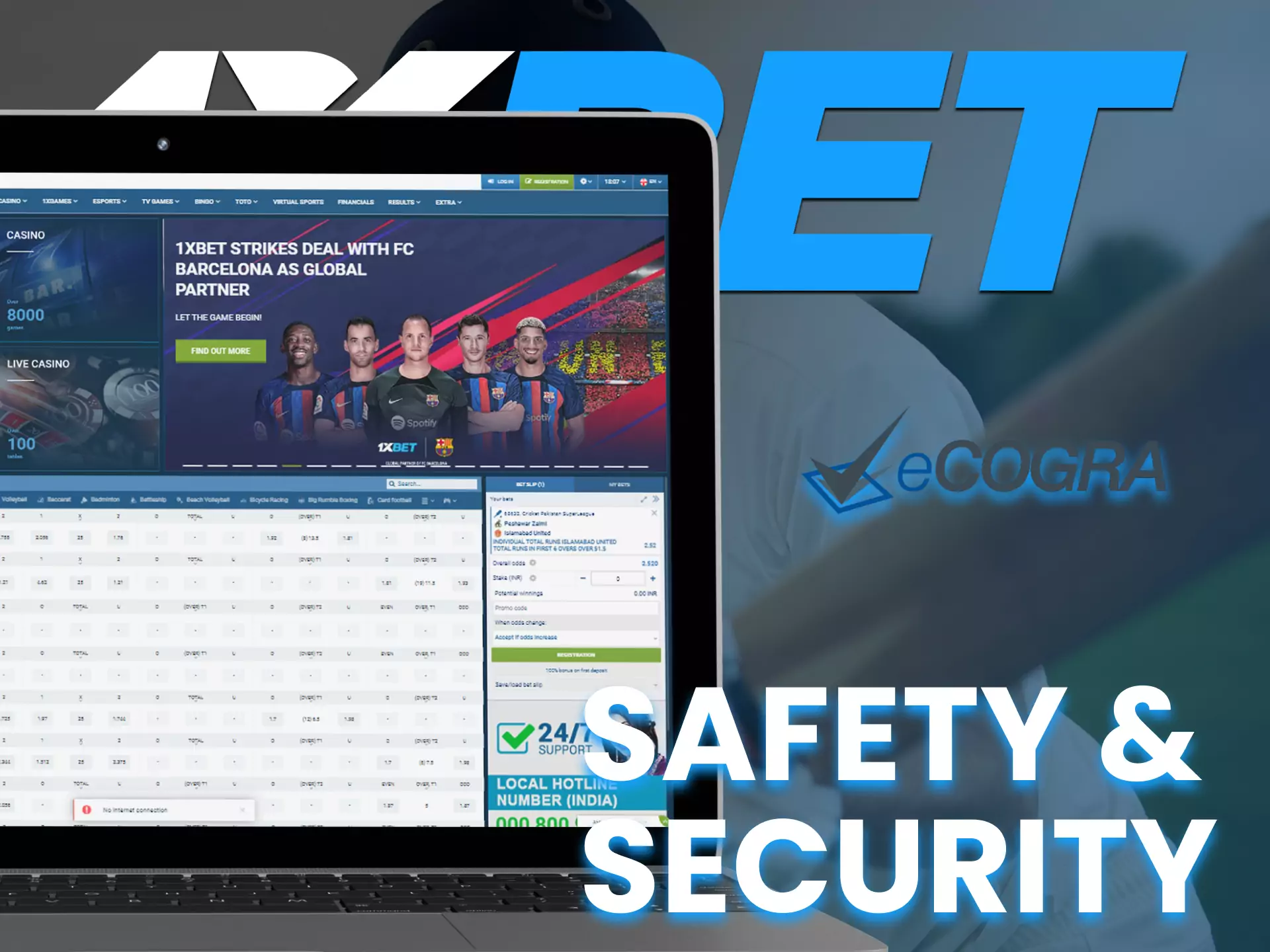 1XBET is safe for players, all your data will be secured.